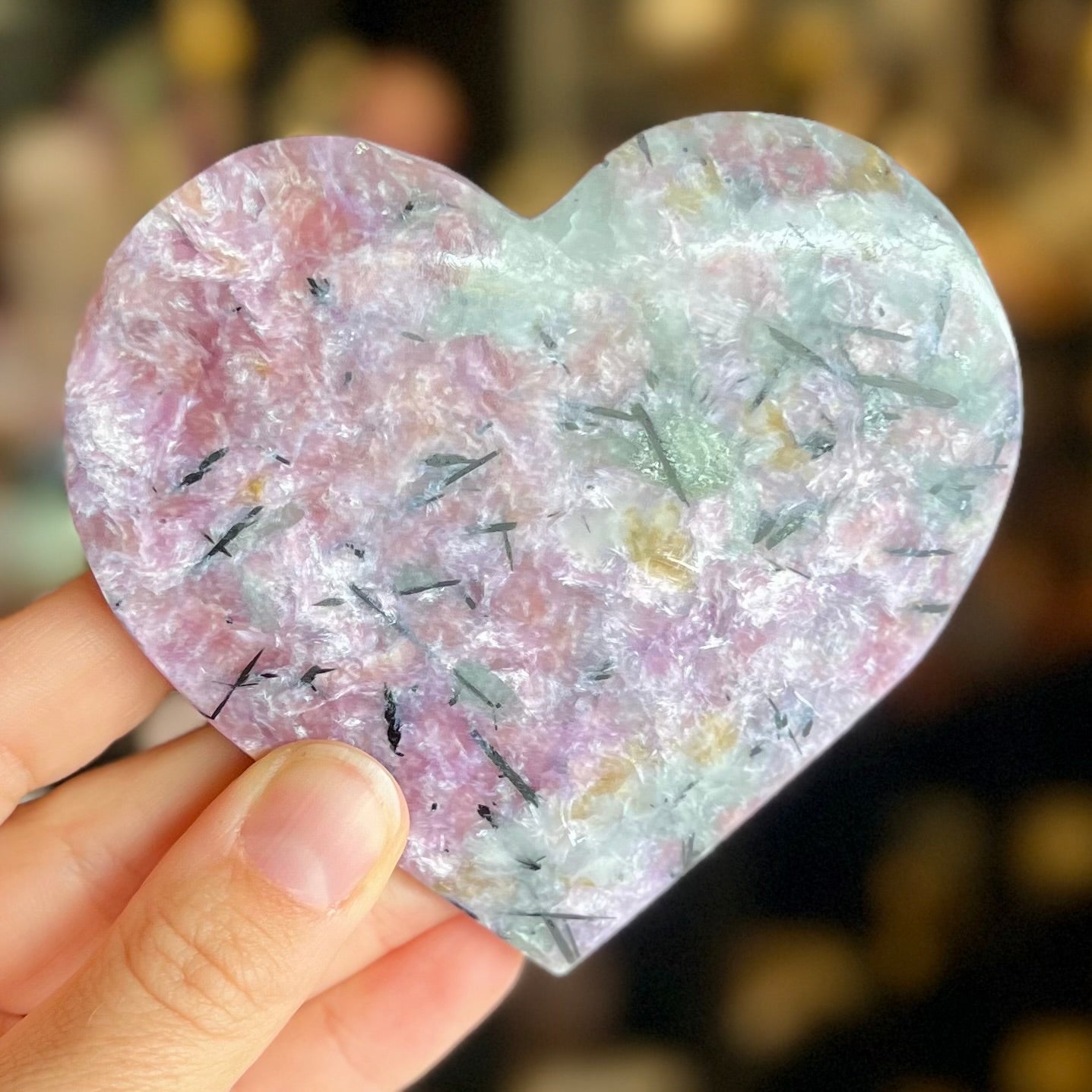 Pink Tourmaline Heart Carving on Stand