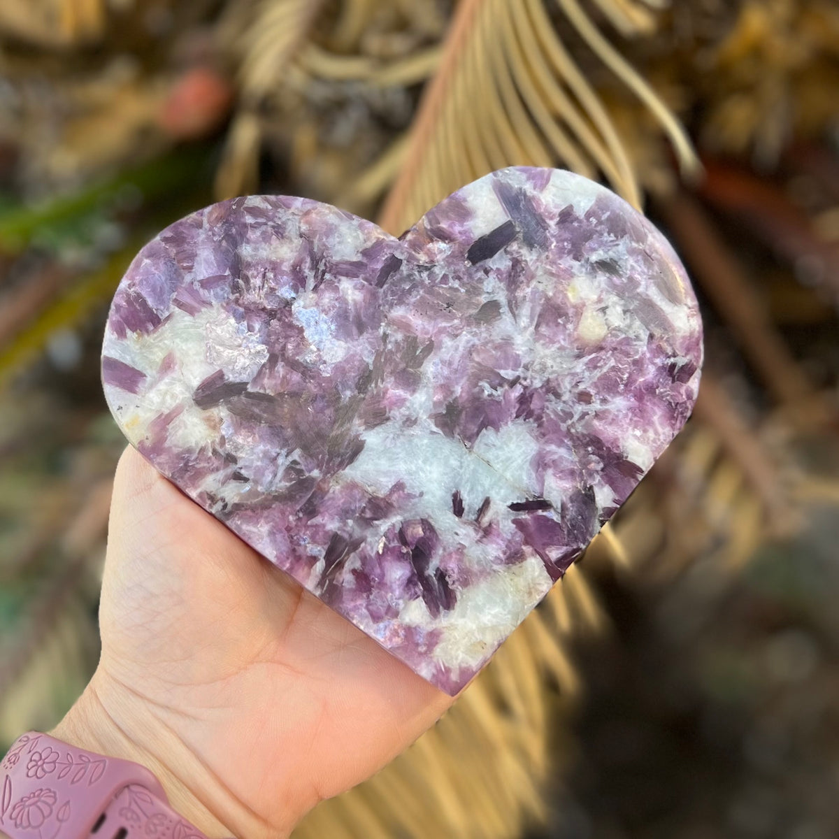 Lepidolite Heart Carving on Stand