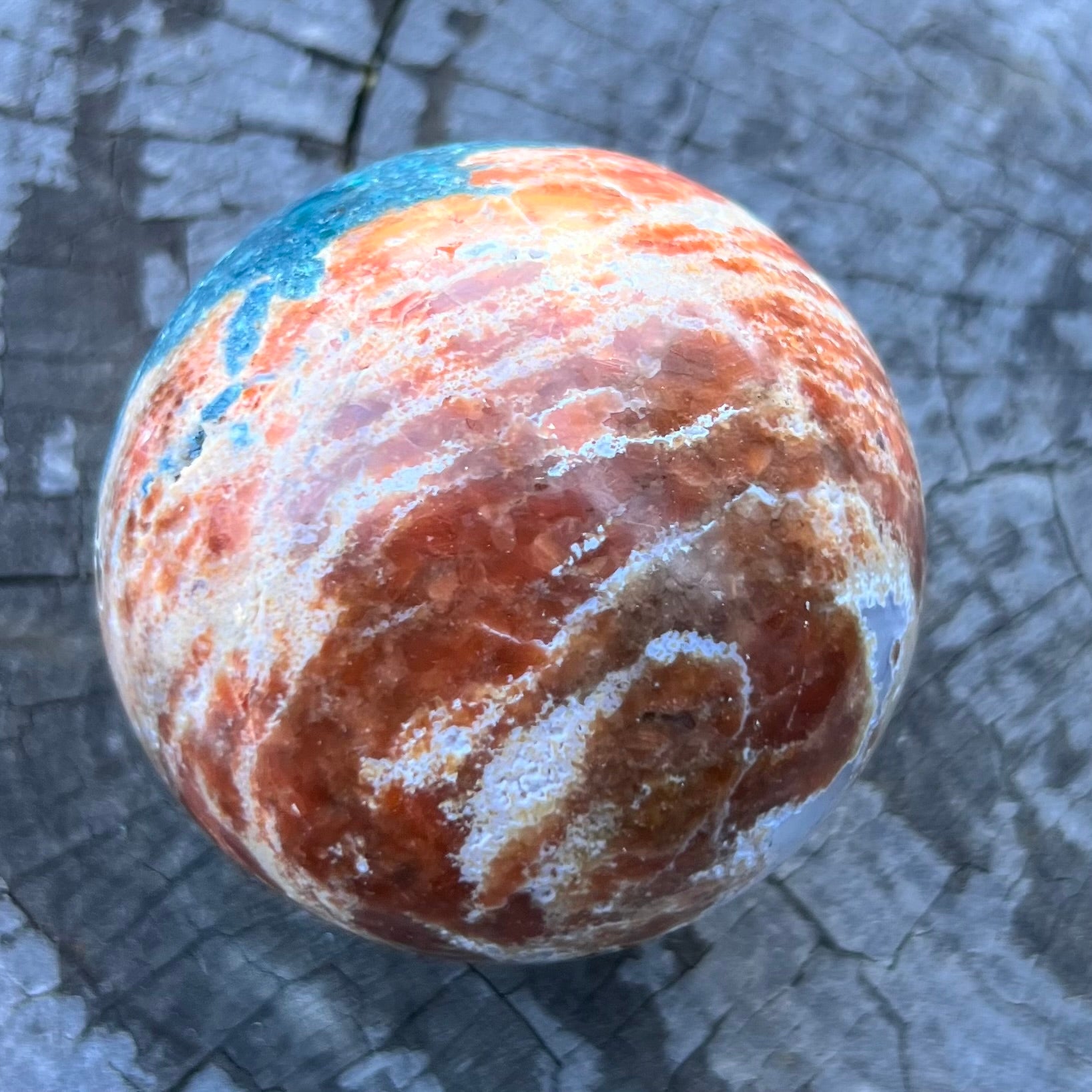 Blue Apatite & Sunstone Sphere