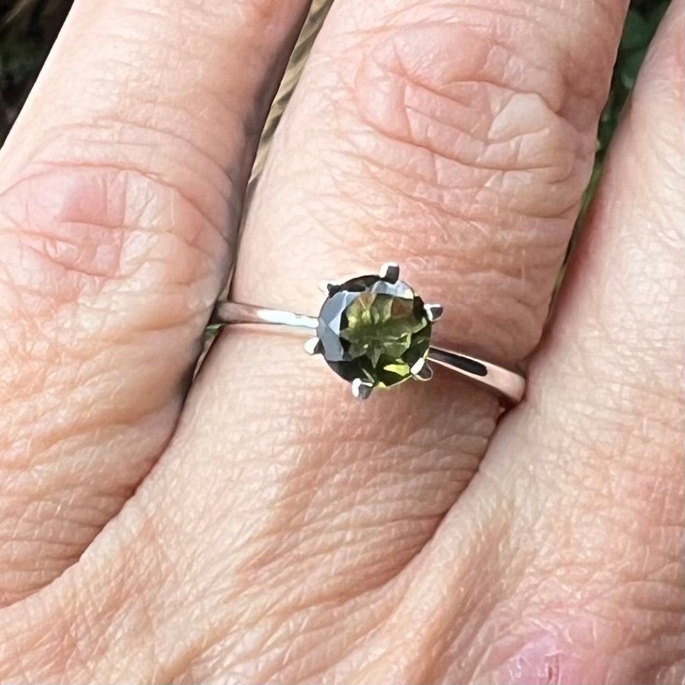 Moldavite Ring set in Sterling Silver size 7