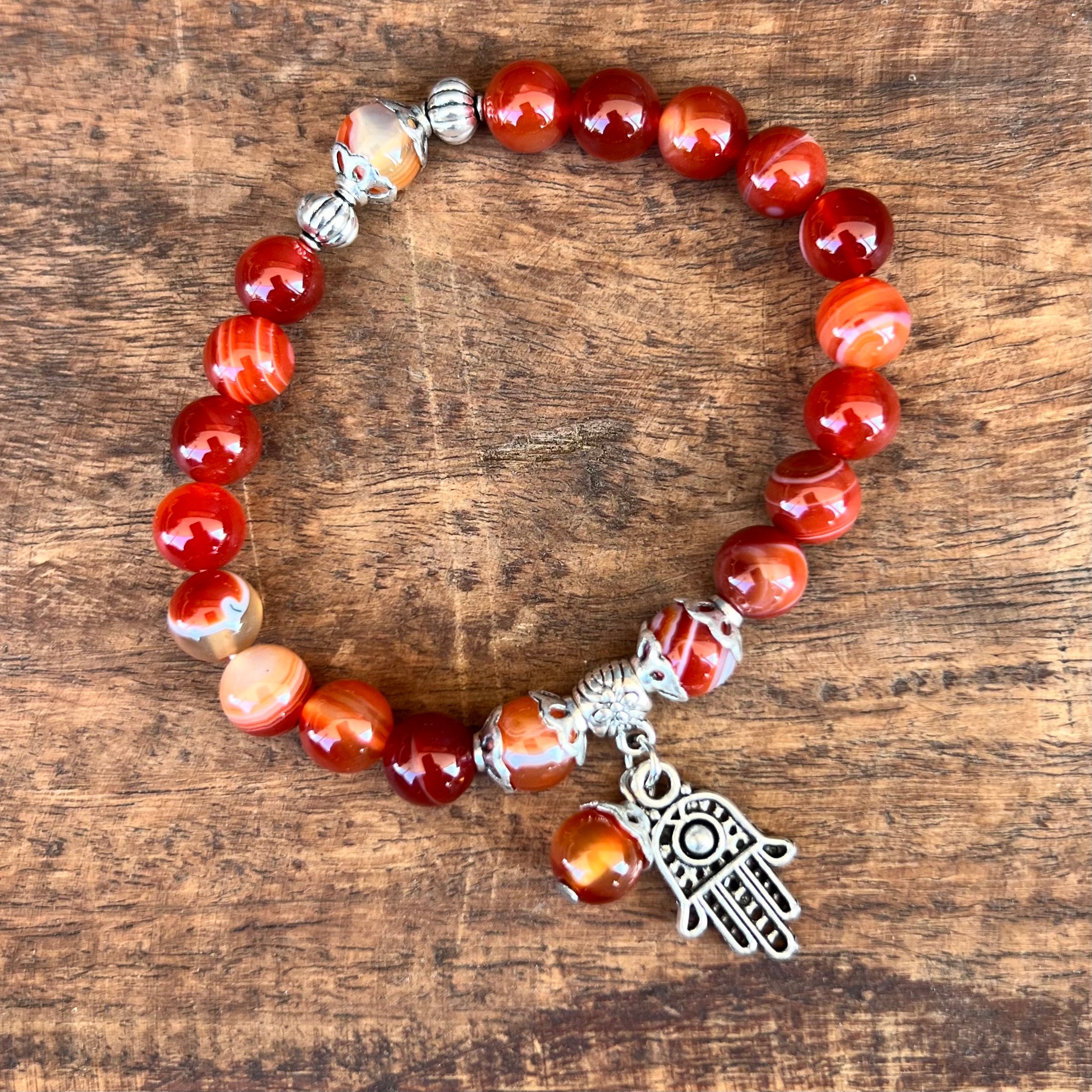Carnelian Self Expression Bracelet with Hamsa Hand