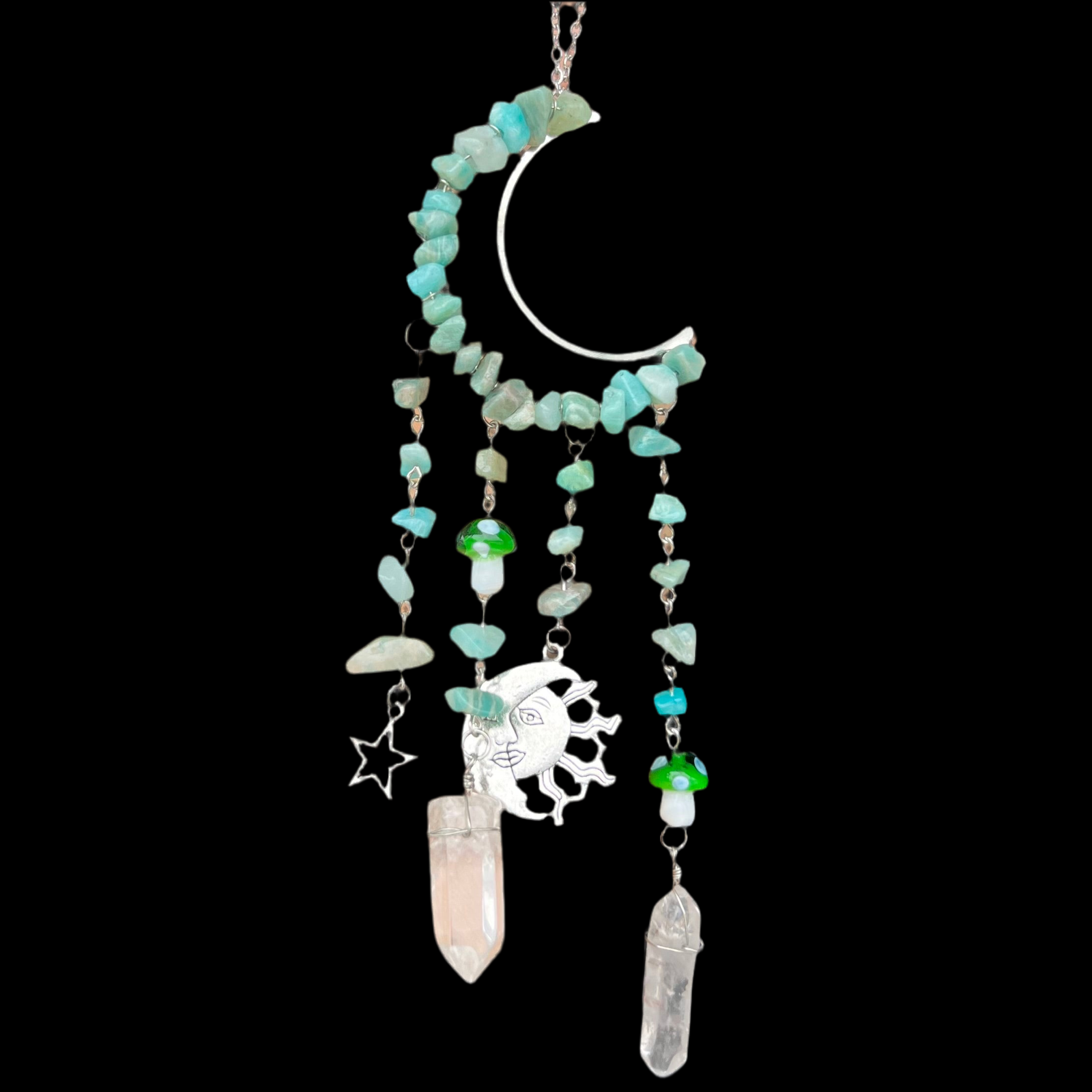 Moon & Crystal Hanger ~ Amazonite