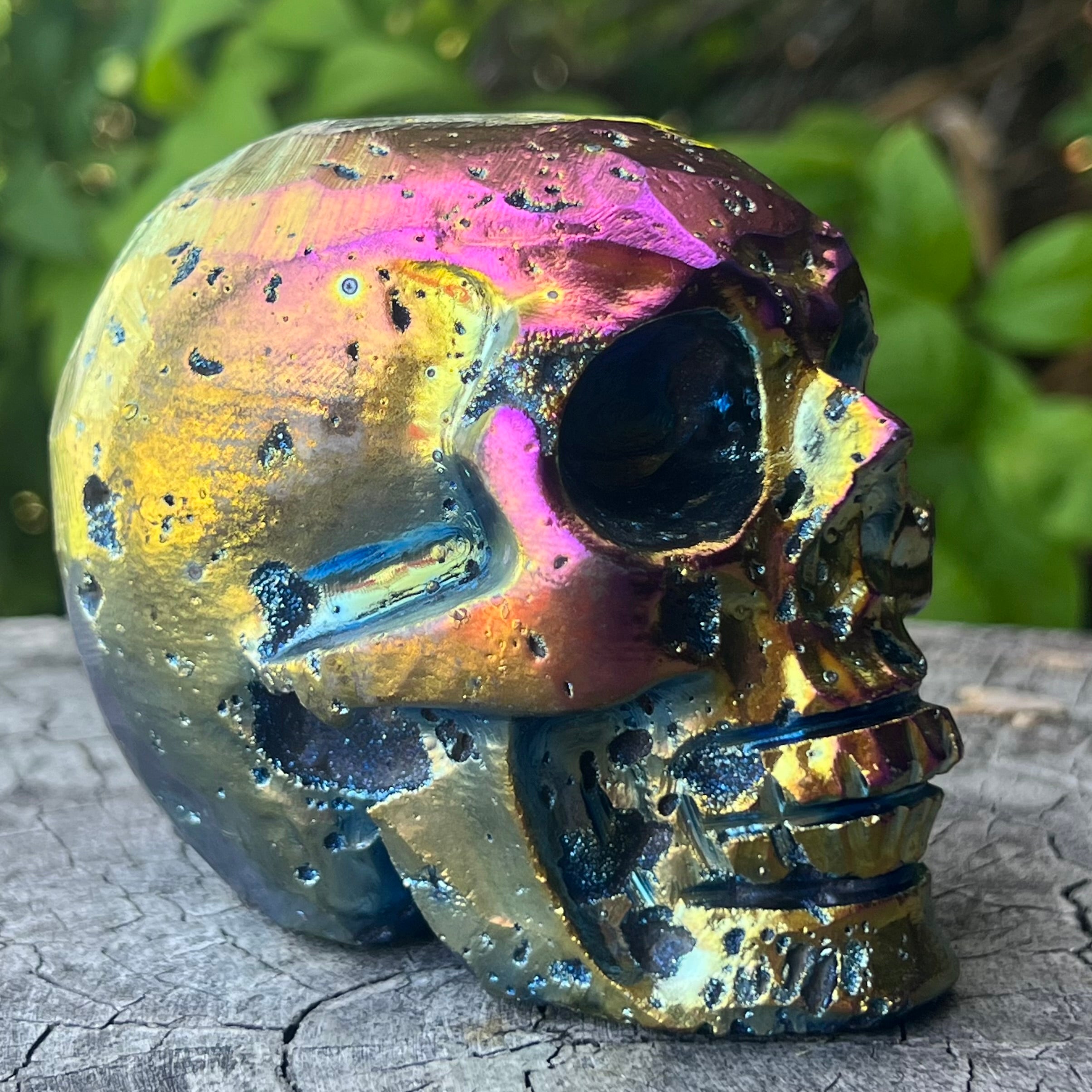 Electroplated Sphalarite Skull Carving
