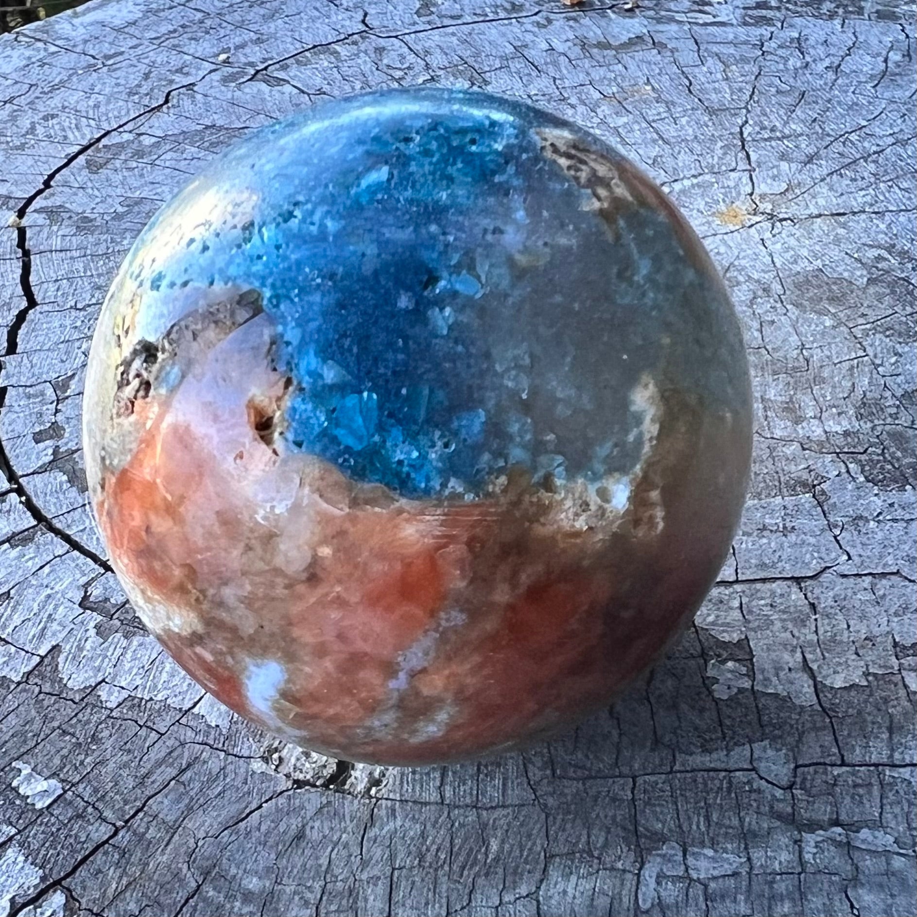 Blue Apatite & Sunstone Sphere