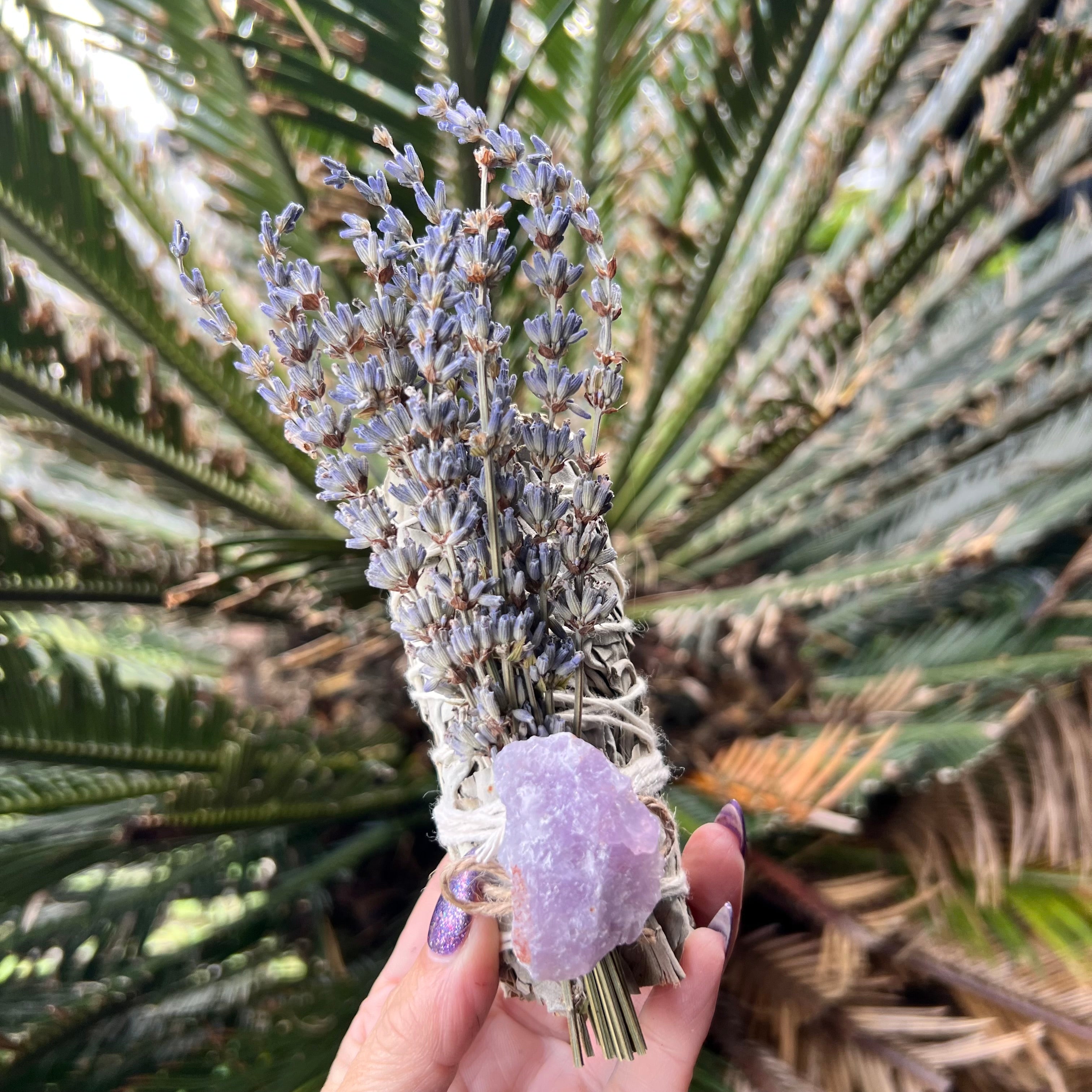 White Sage Botanical Bundle with Lavender & Natural Amethyst