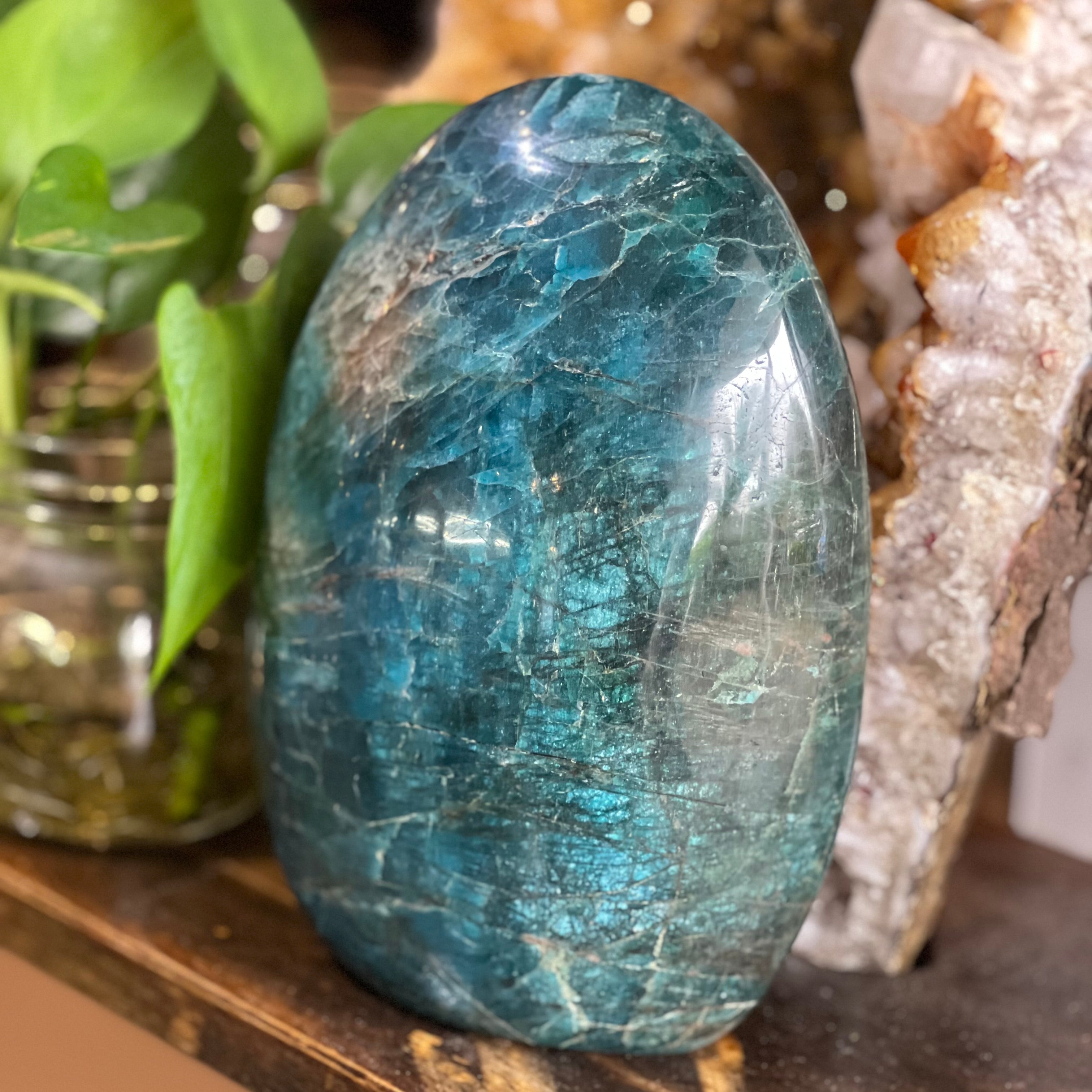 Blue Apatite Large Freeform Show Piece