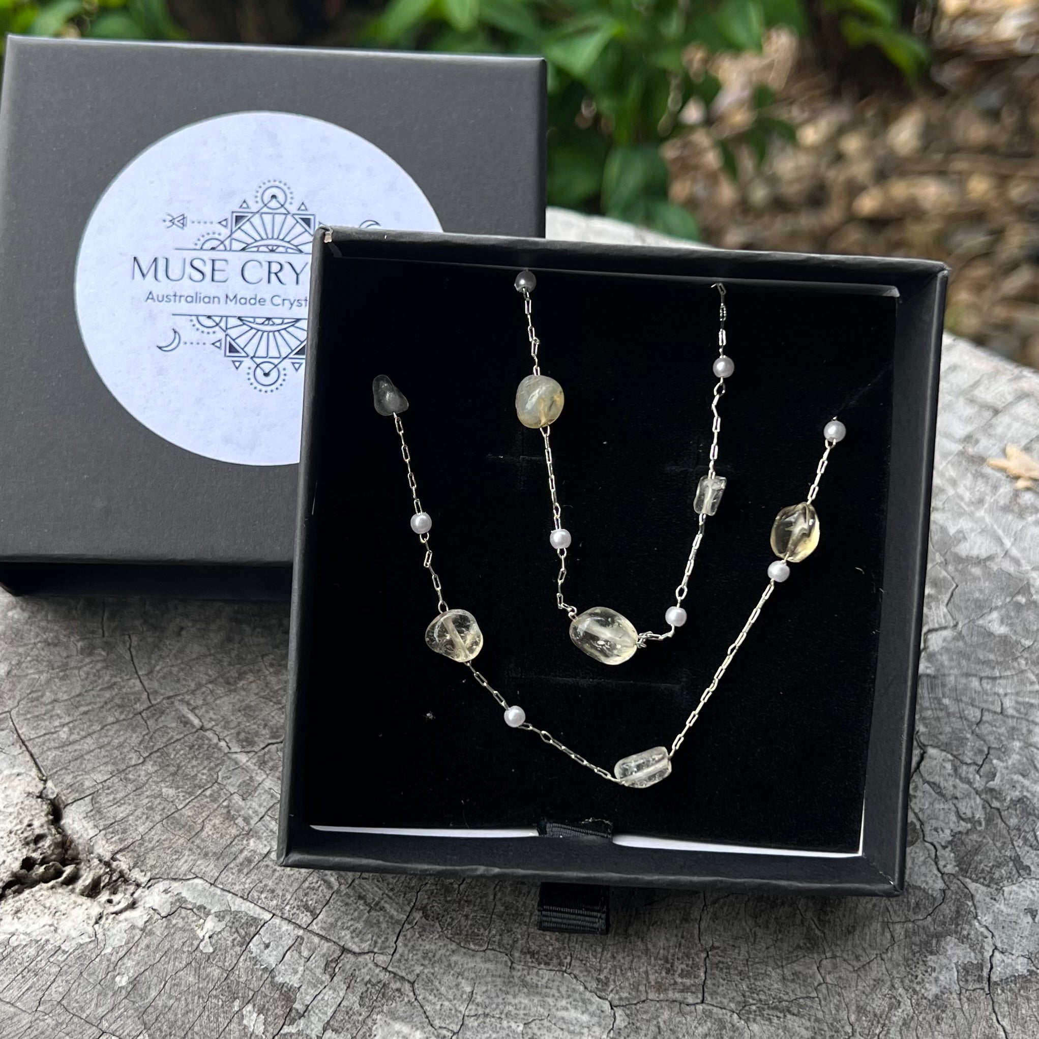 Muse Elegance ~ Citrine & Pearl Set ~ Silver