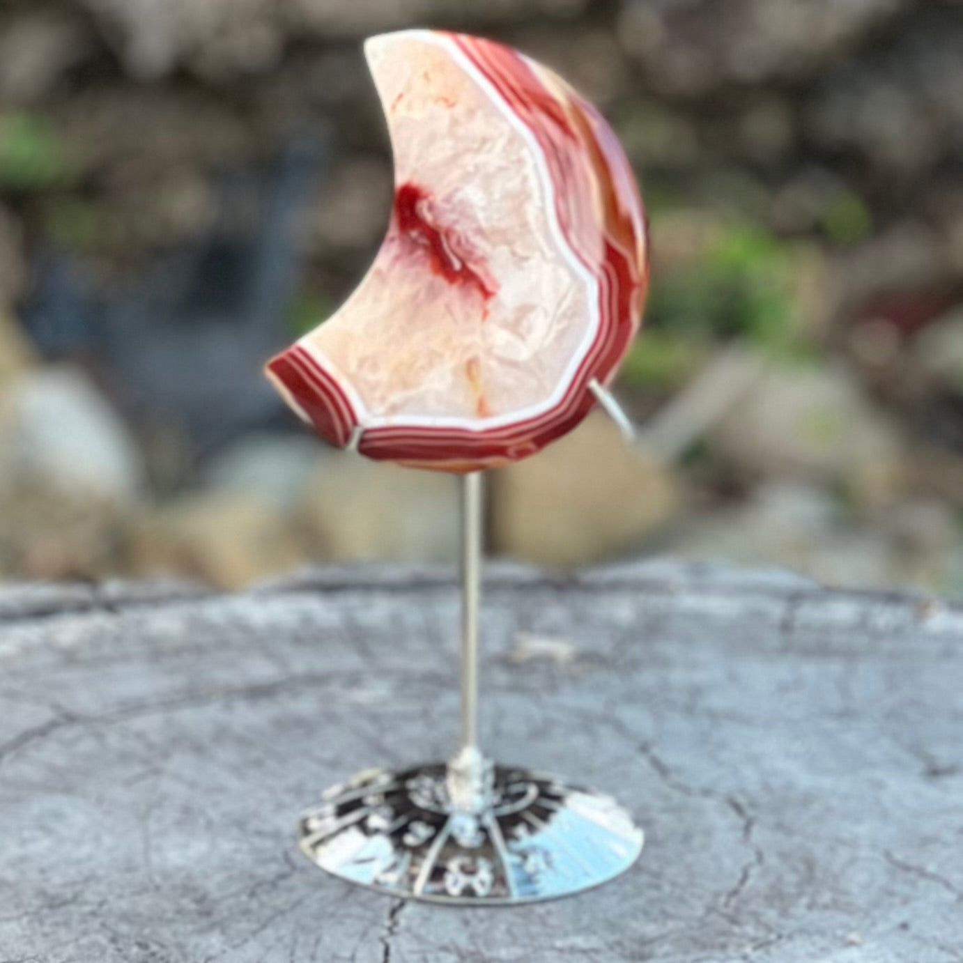 Carnelian Crescent Moon Carving