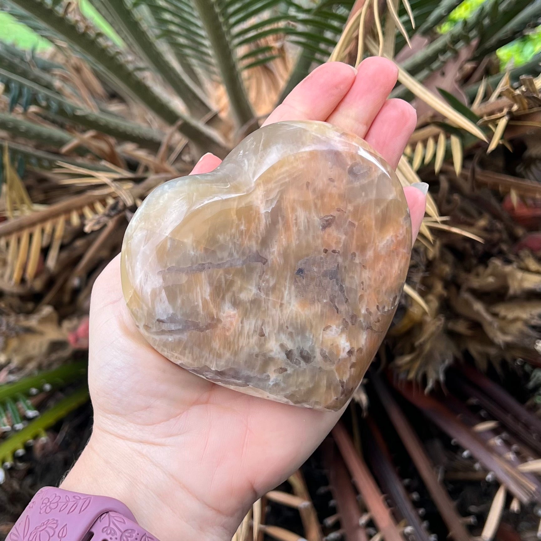 Heart Carving - Peach Moonstone