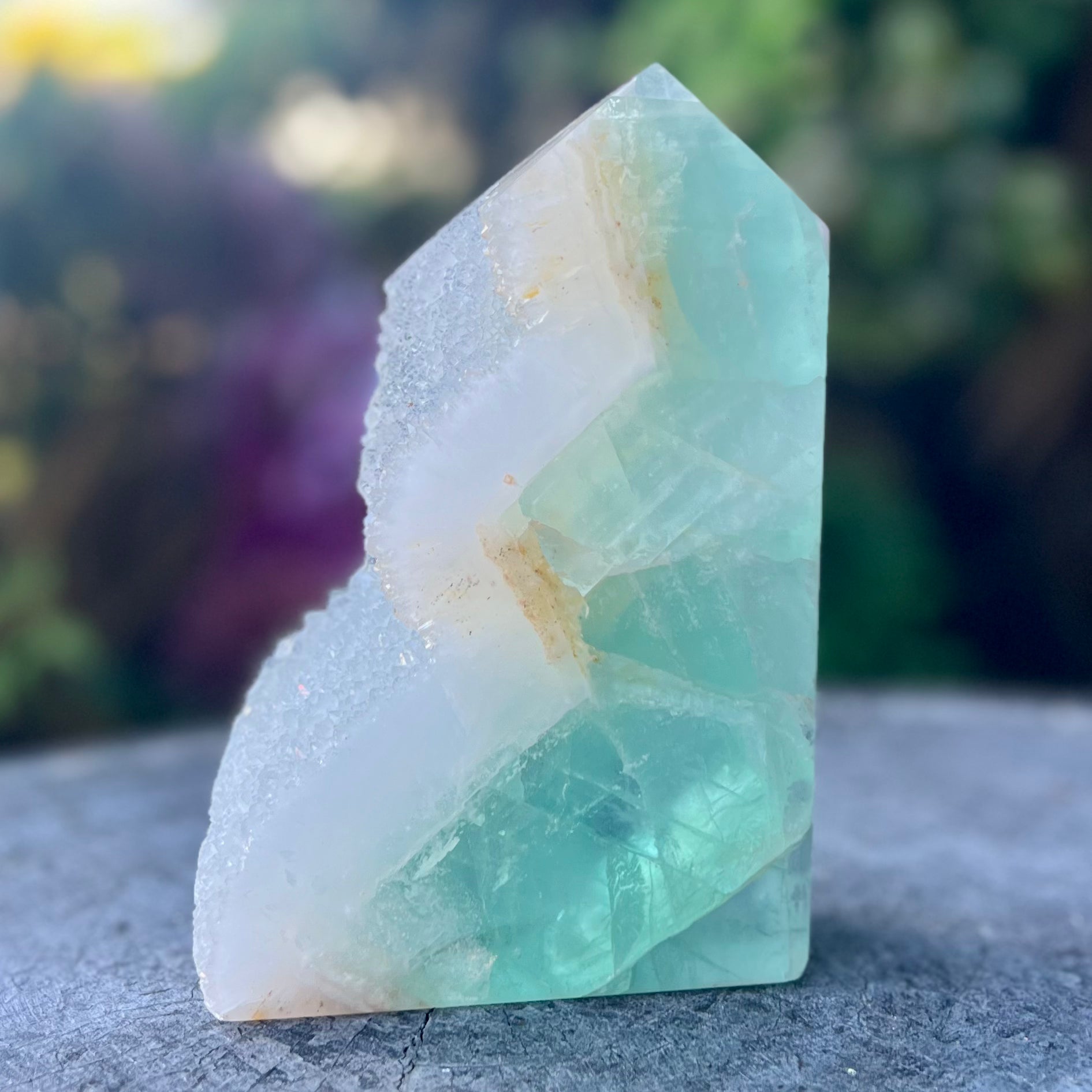 Green Fluorite Semi Raw Point