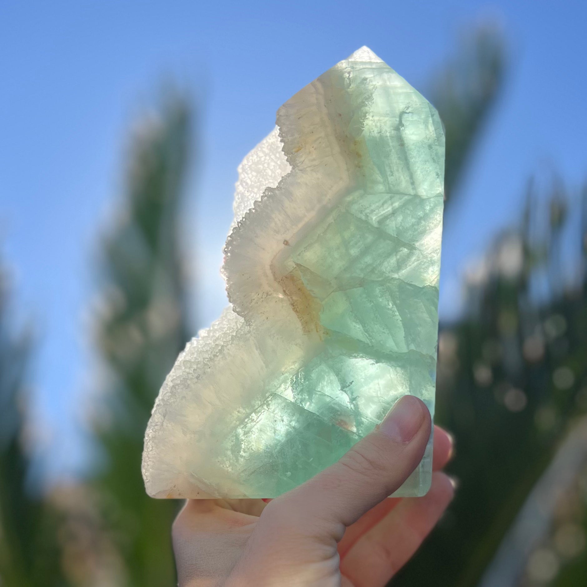 Green Fluorite Semi Raw Point