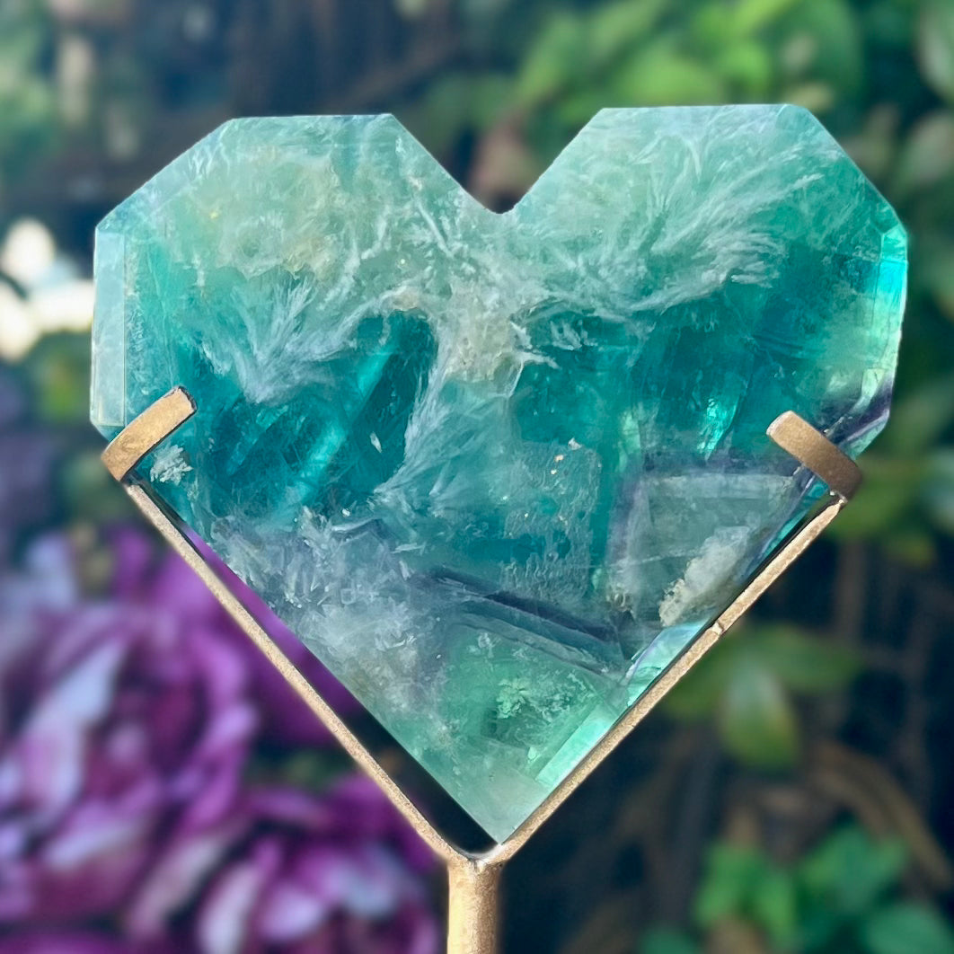 Fluorite Heart - With Stand