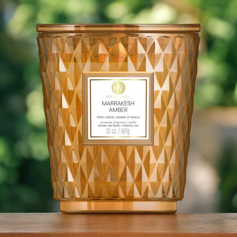 Amber ~ Cinnamon & Vanilla Marrakesh Coloured Glass Candle