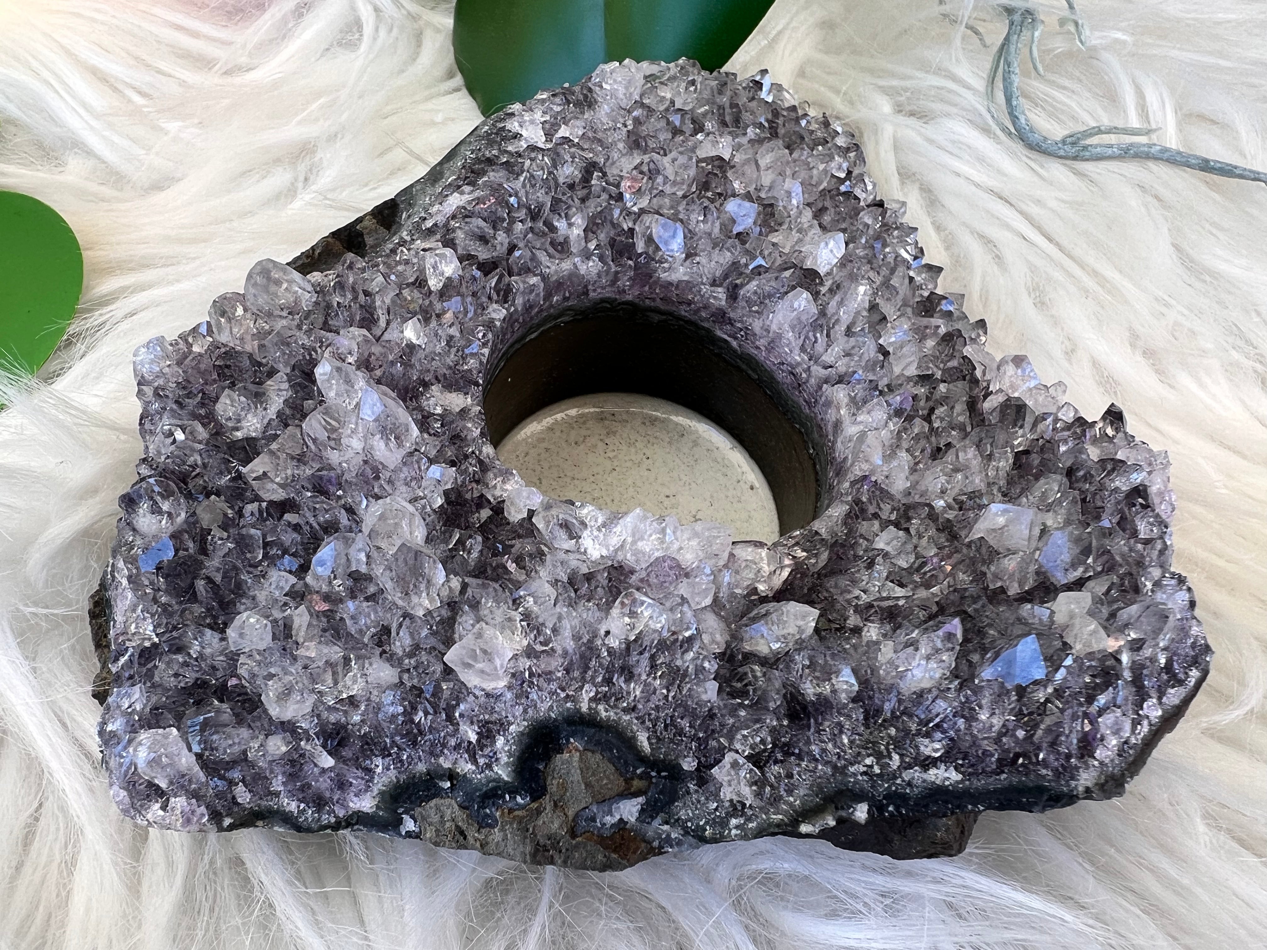 Amethyst Tea Light Candle Holder - Muse Crystals & Mystical Gifts