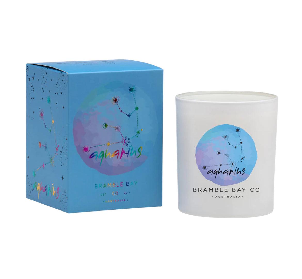 Bramble Bay Co. Aquarius Zodiac Candle – Beautiful packaging and Aquarian-inspired scent | Muse Crystals & Mystical Gifts