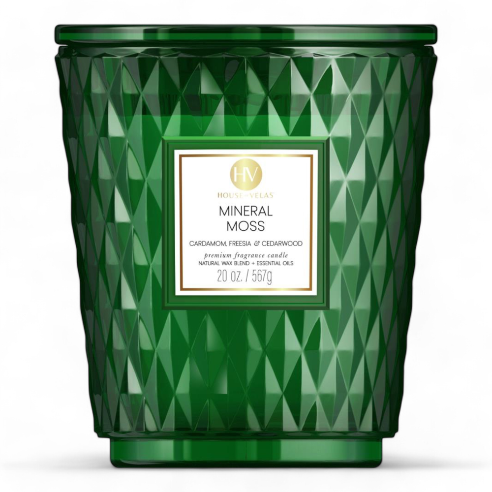Emerald ~ Cedarwood Mineral Moss Coloured Glass Candle