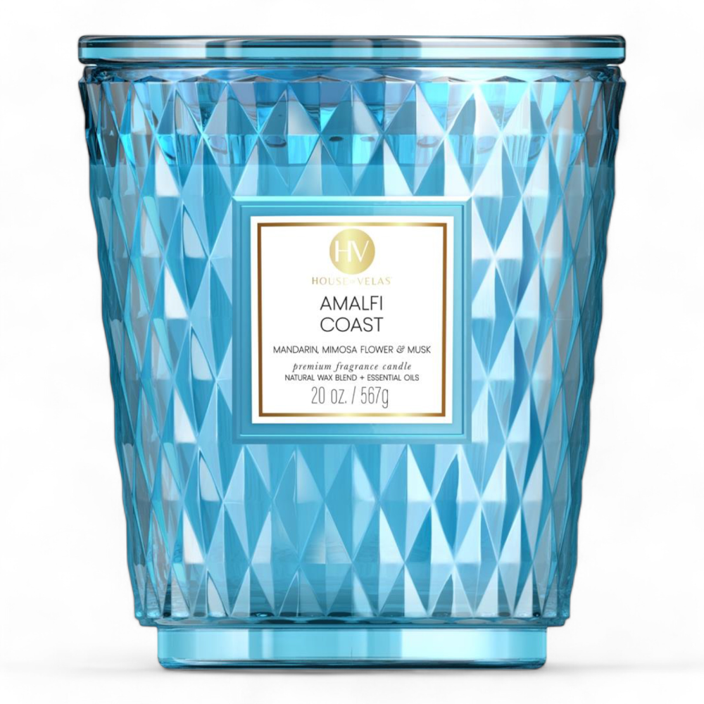 Topaz ~ Bergamot & Honey Suckle Amalfi Coast Coloured Glass Candle