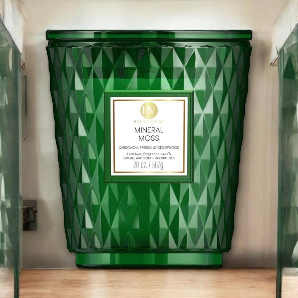 Emerald ~ Cedarwood Mineral Moss Coloured Glass Candle