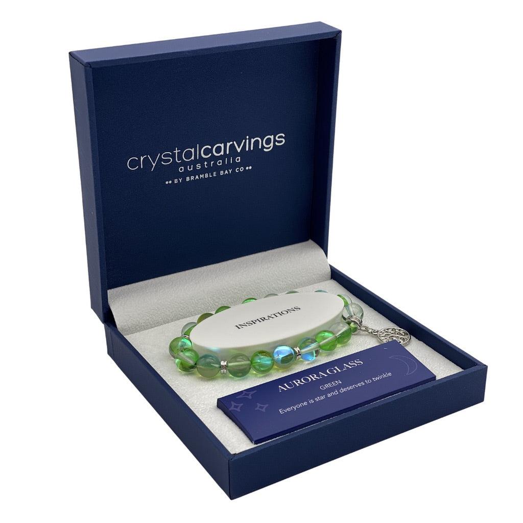 Green Aurora Glass Tree of Life Charm Bracelet - Muse Crystals & Mystical Gifts