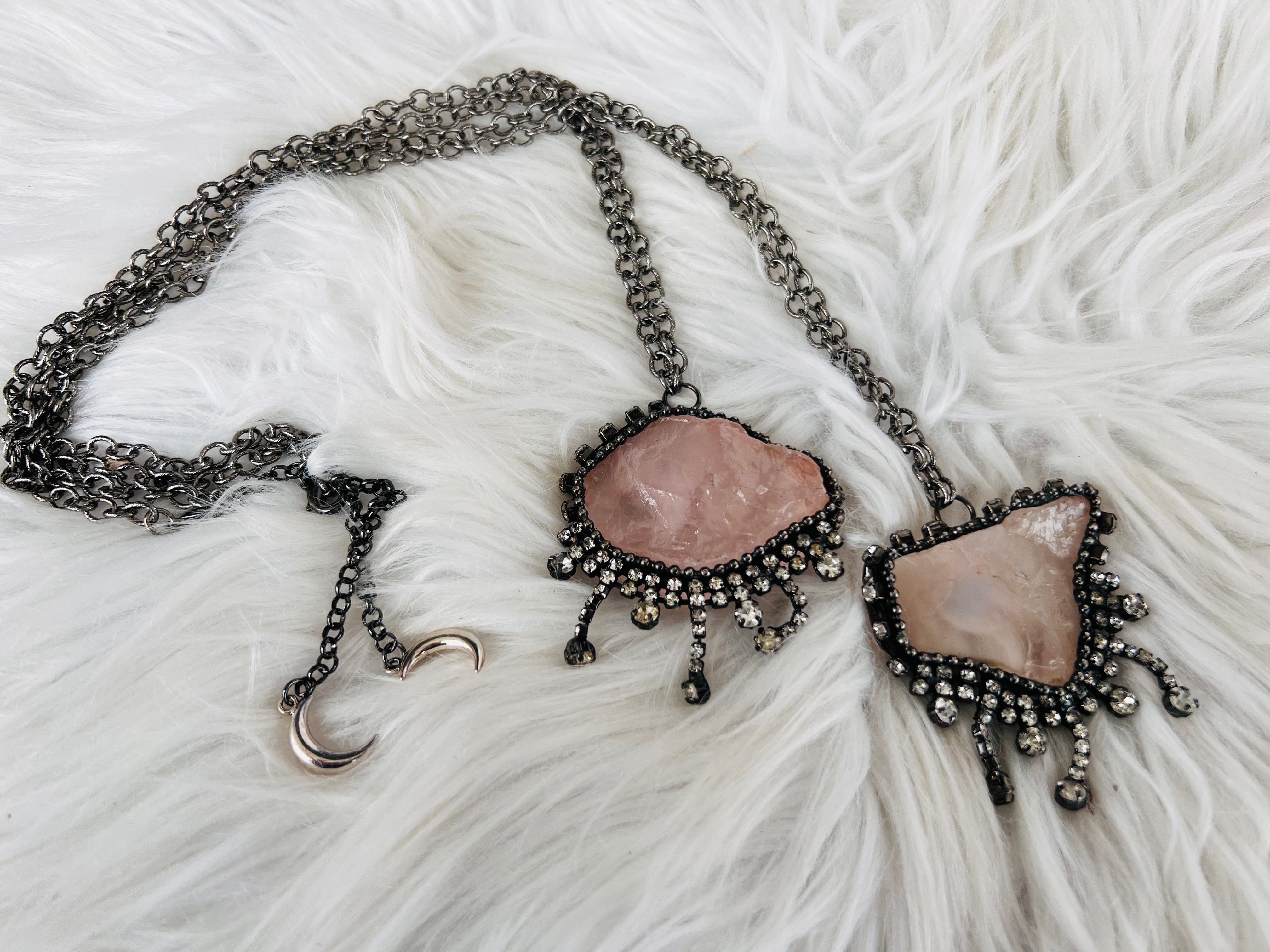 Raw Rose Quartz Necklace - Muse Crystals & Mystical Gifts