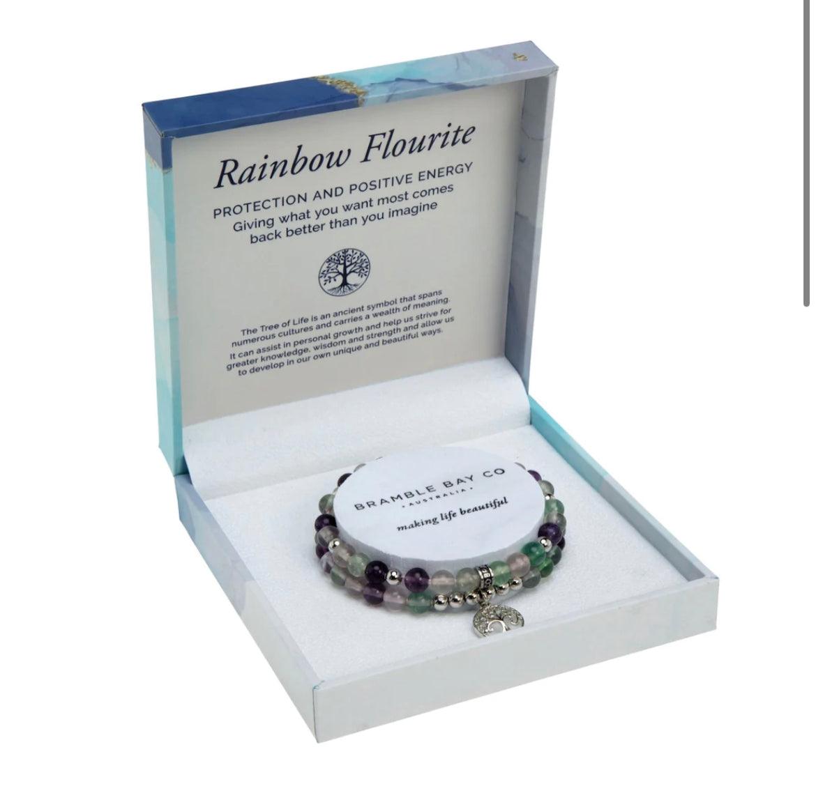 Tree of Life Duo Bracelet Set - Rainbow Flourite - Muse Crystals & Mystical Gifts