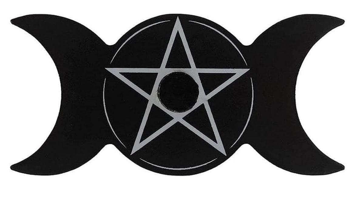 Triple Moon Pentagon Spell Candle Holder - Muse Crystals & Mystical Gifts