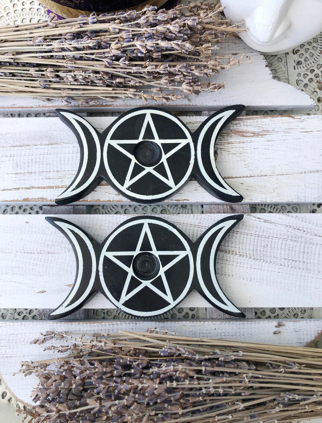 Triple Moon Pentagon Spell Candle Holder - Muse Crystals & Mystical Gifts