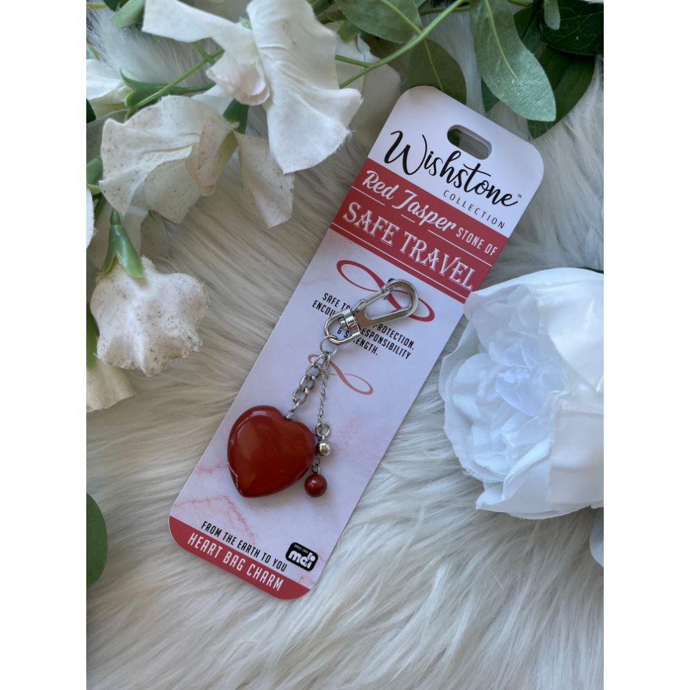 Wishstone Collection | Red Jasper Heart Bag Charm - Muse Crystals & Mystical Gifts