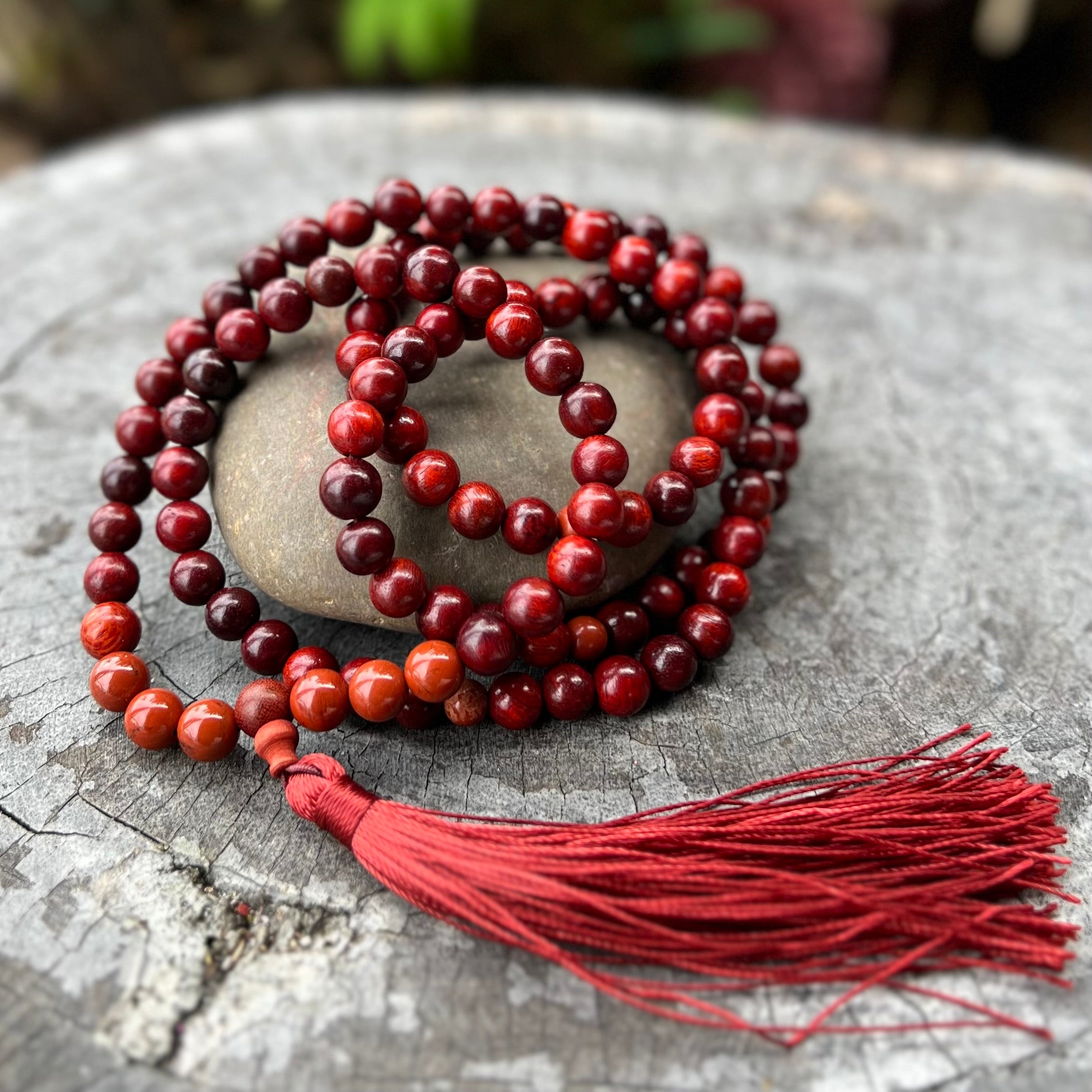 Grounding~ Rosewood and Red Jasper ~ Meditation Necklace