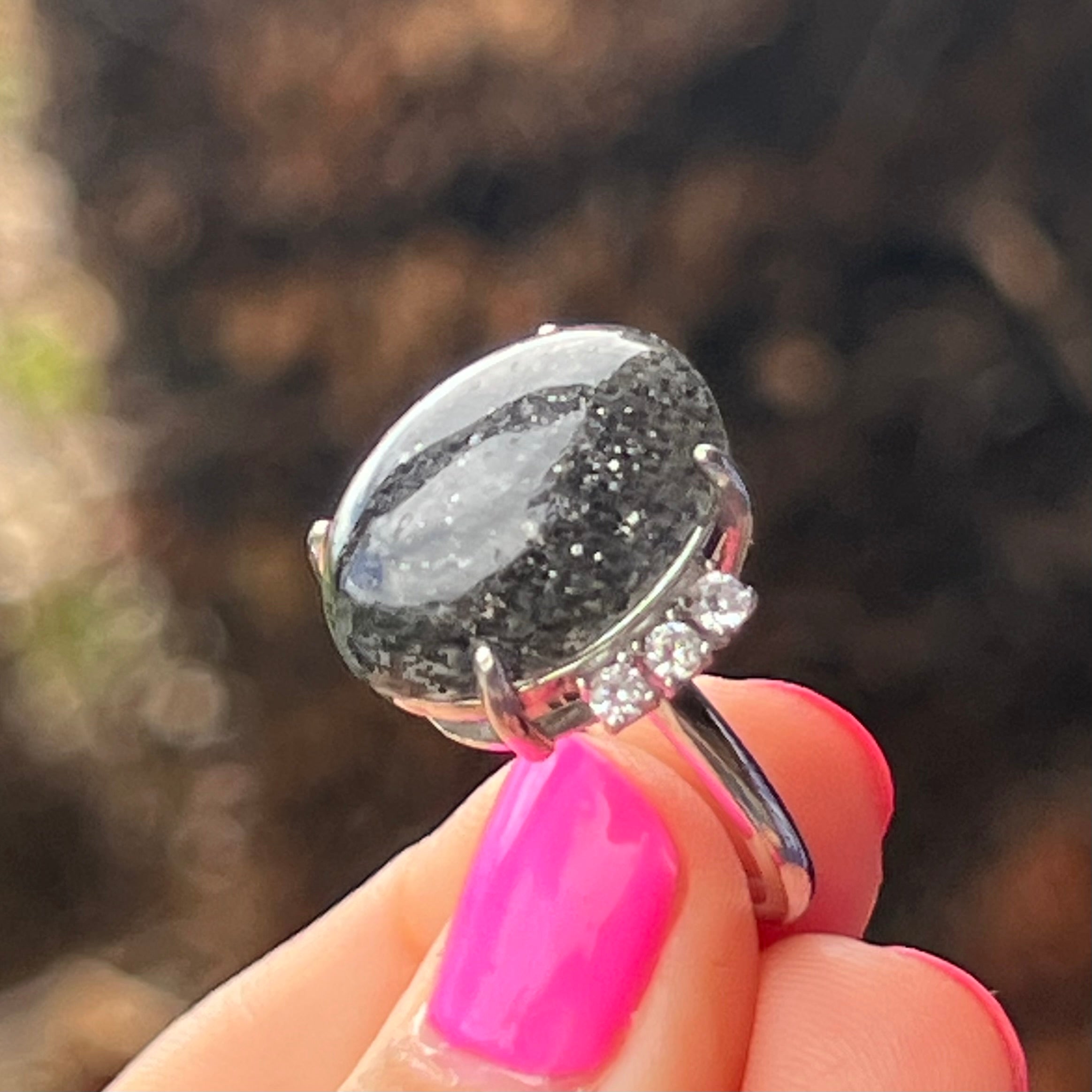 Black Sunstone ~ Sterling Silver Ring ~ size 9.25