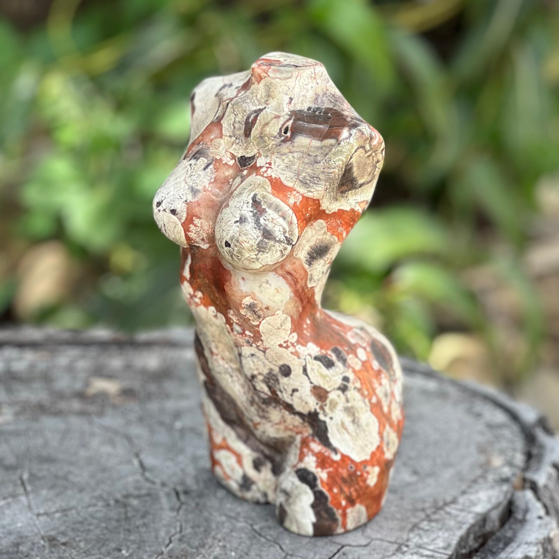 Be Brave ~ Natural Leopard Skin Jasper Carnelian Lady Carving