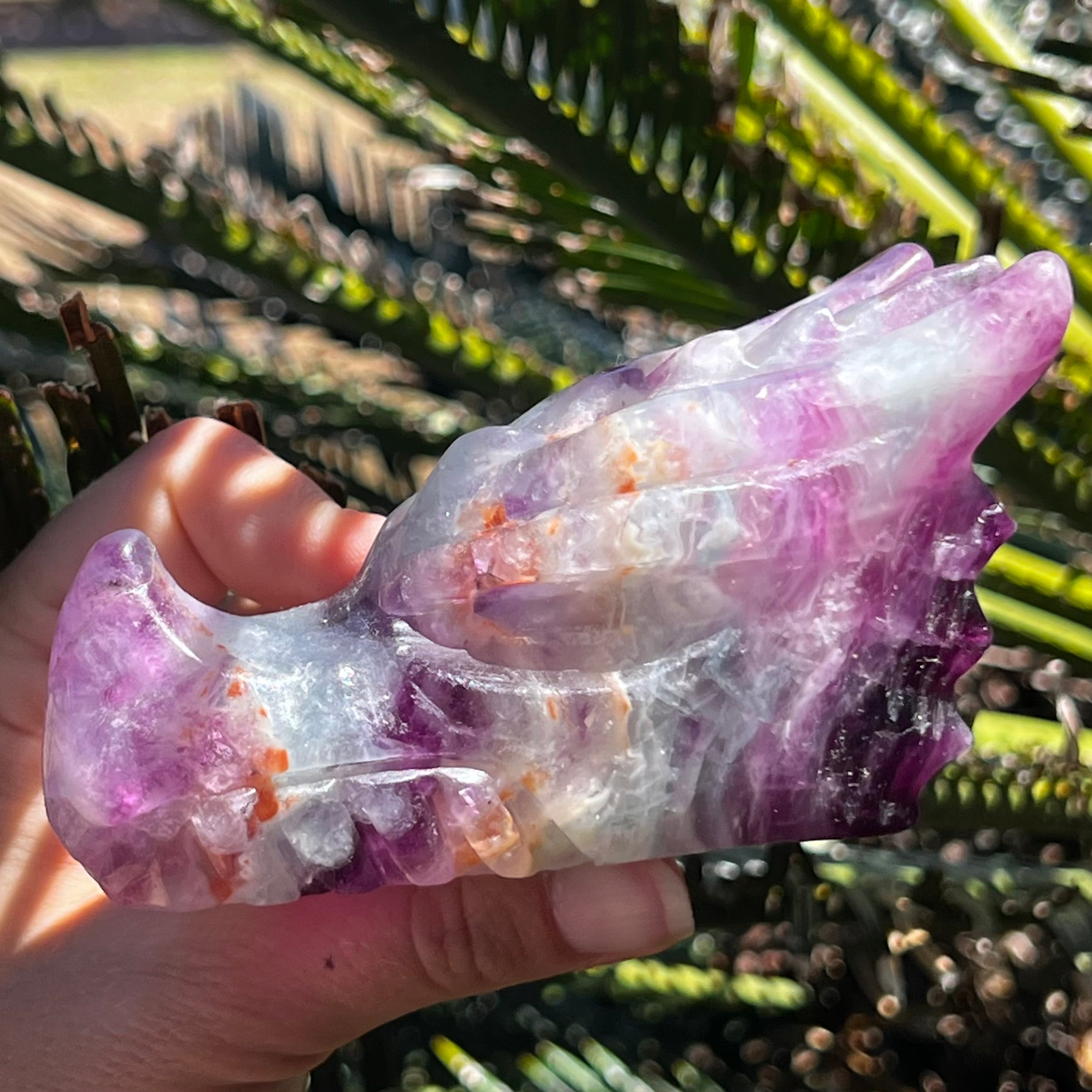 Rainbow Fluorite Dragon Head Carving