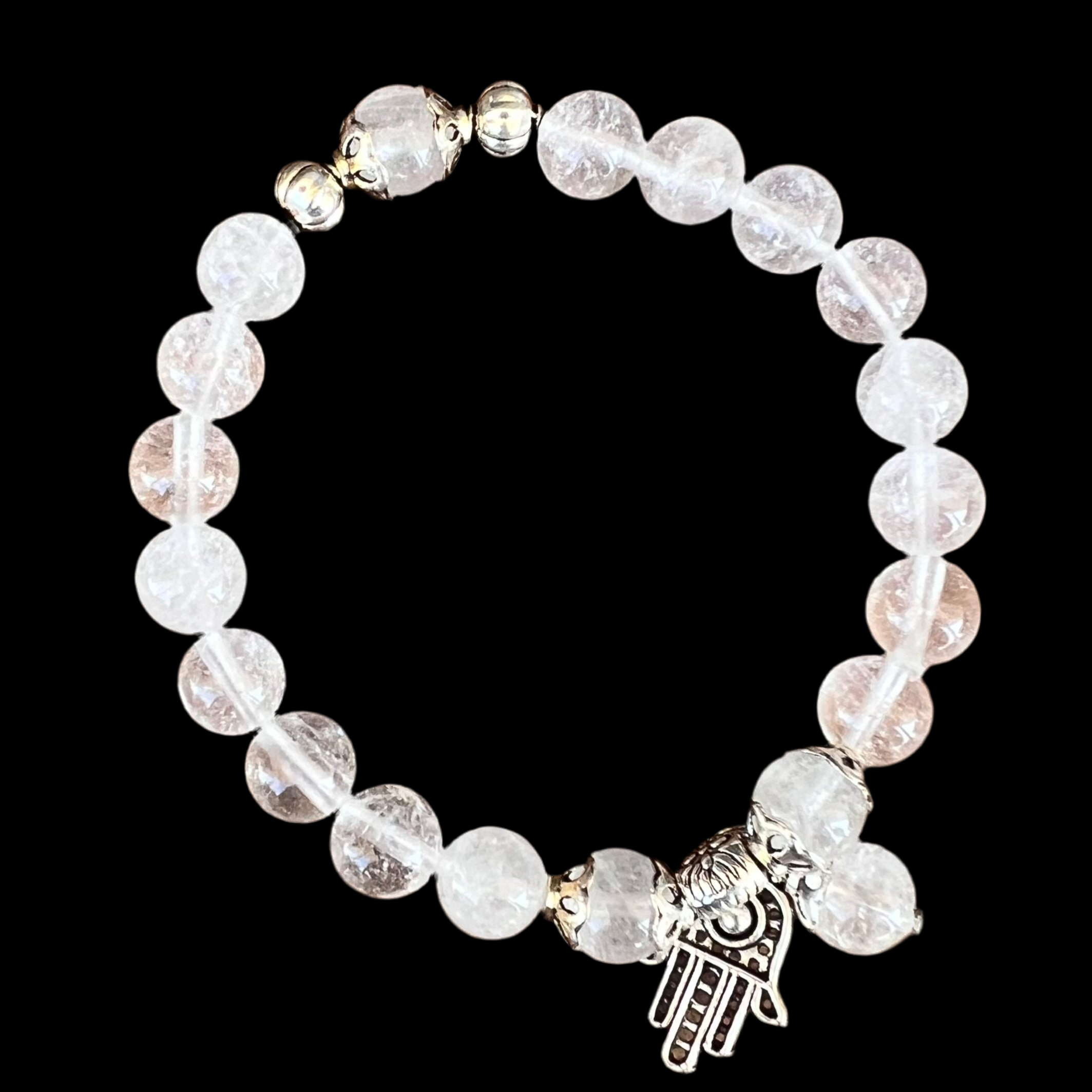 Clear Quartz Amplifying Bracelet with Hamsa Hand