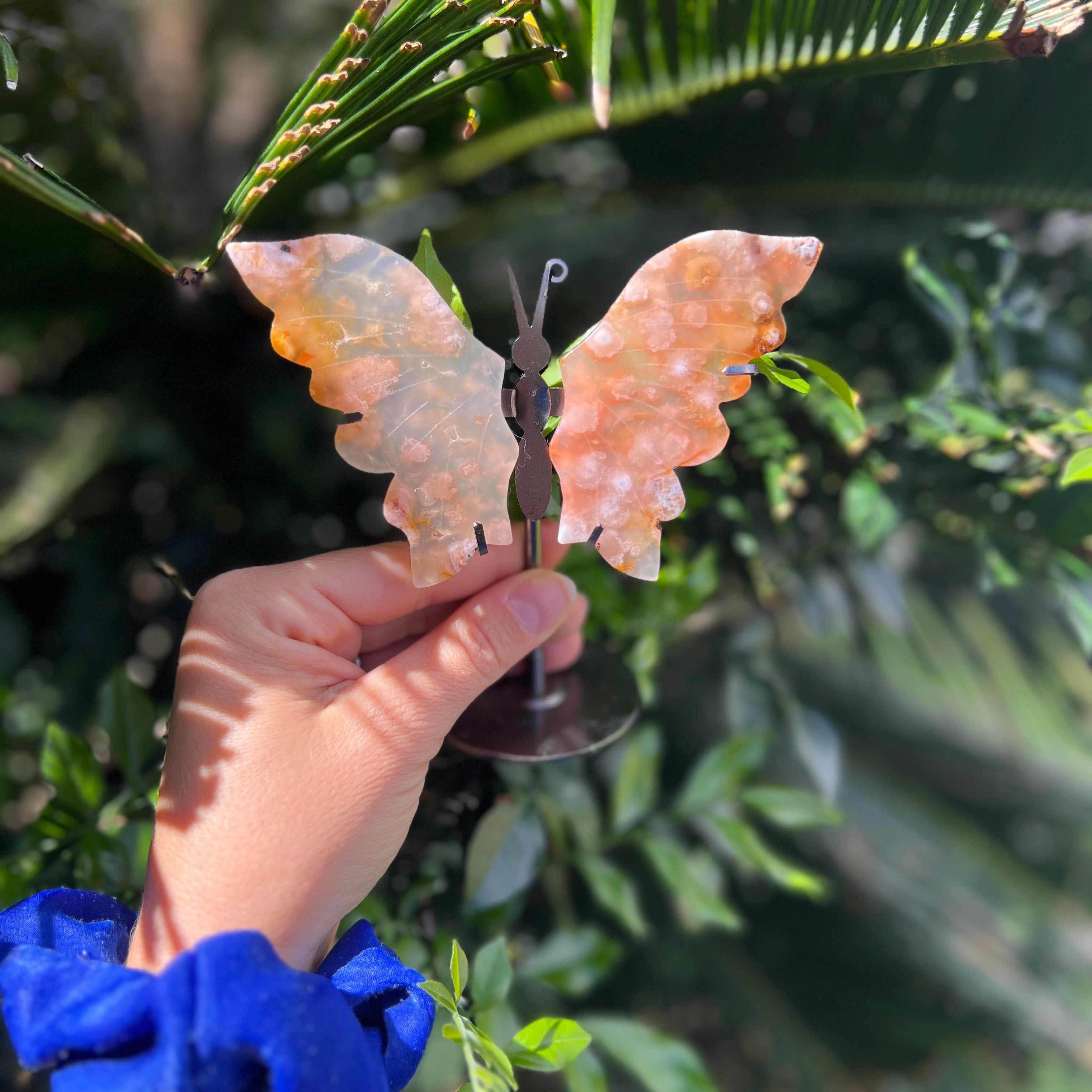 Flower Agate Butterfly Carving