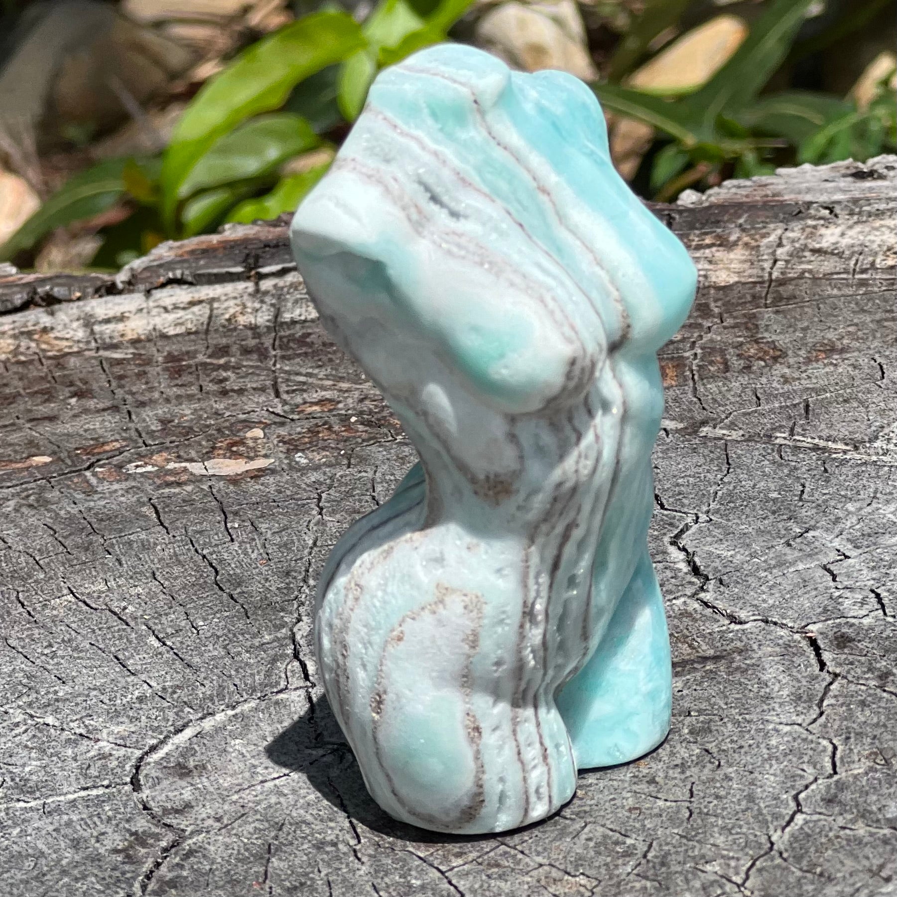 Blue Aragonite Goddess Lady Carving