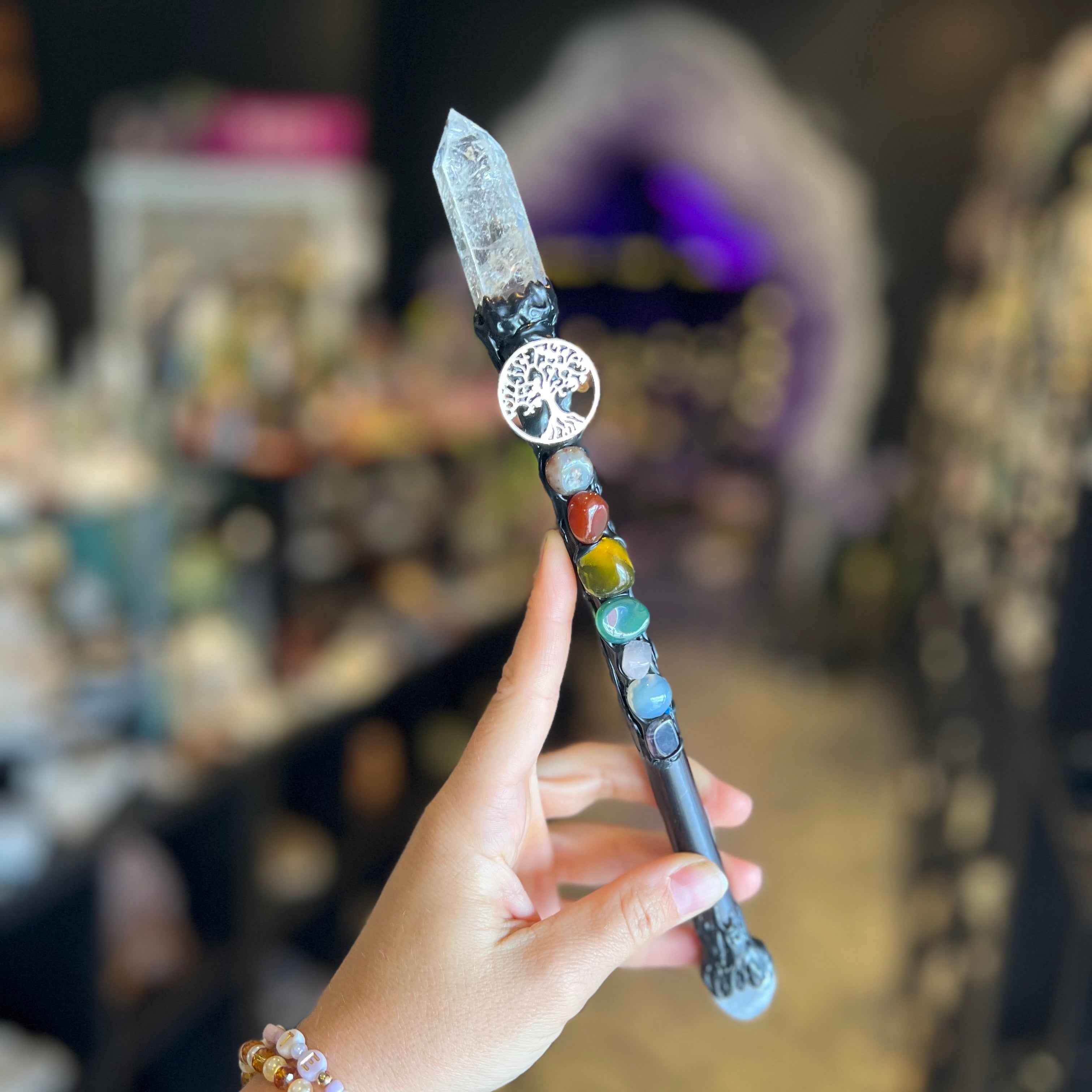 Raven Black Obsidian Wand