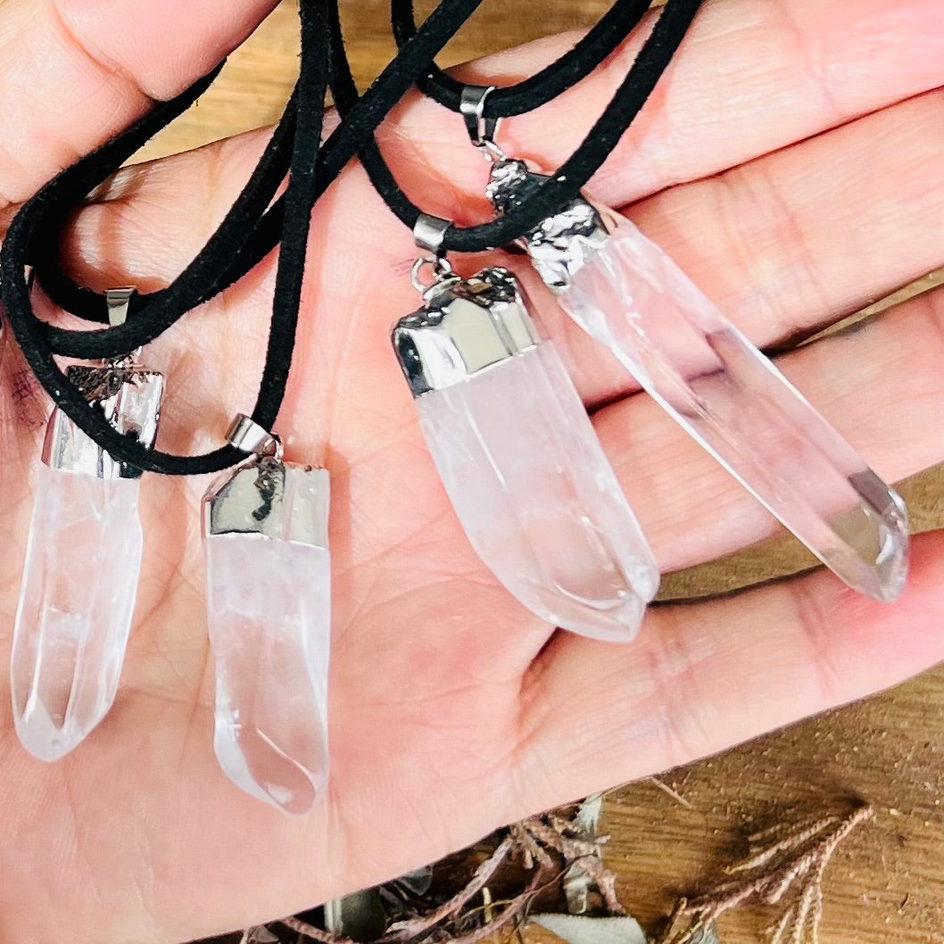 Clear Quartz Generator Point Pendant Necklace