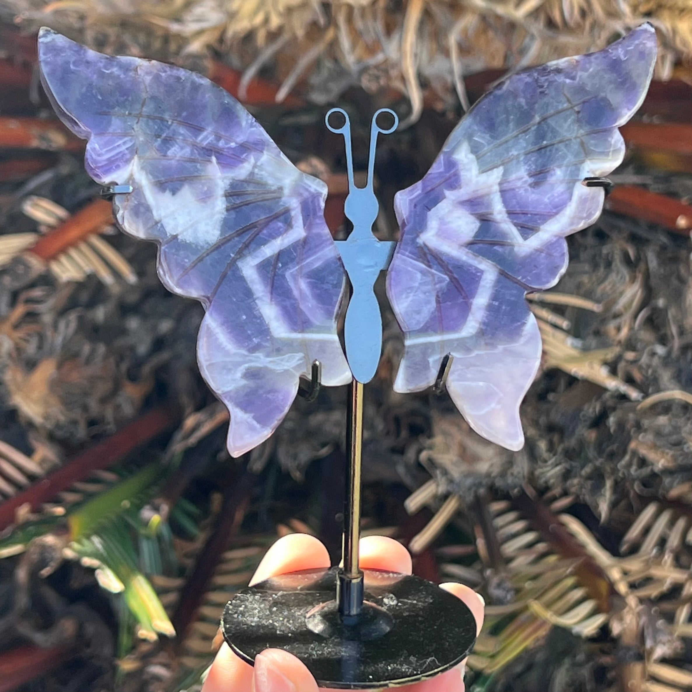 Chevron Amethyst Butterfly on Stand