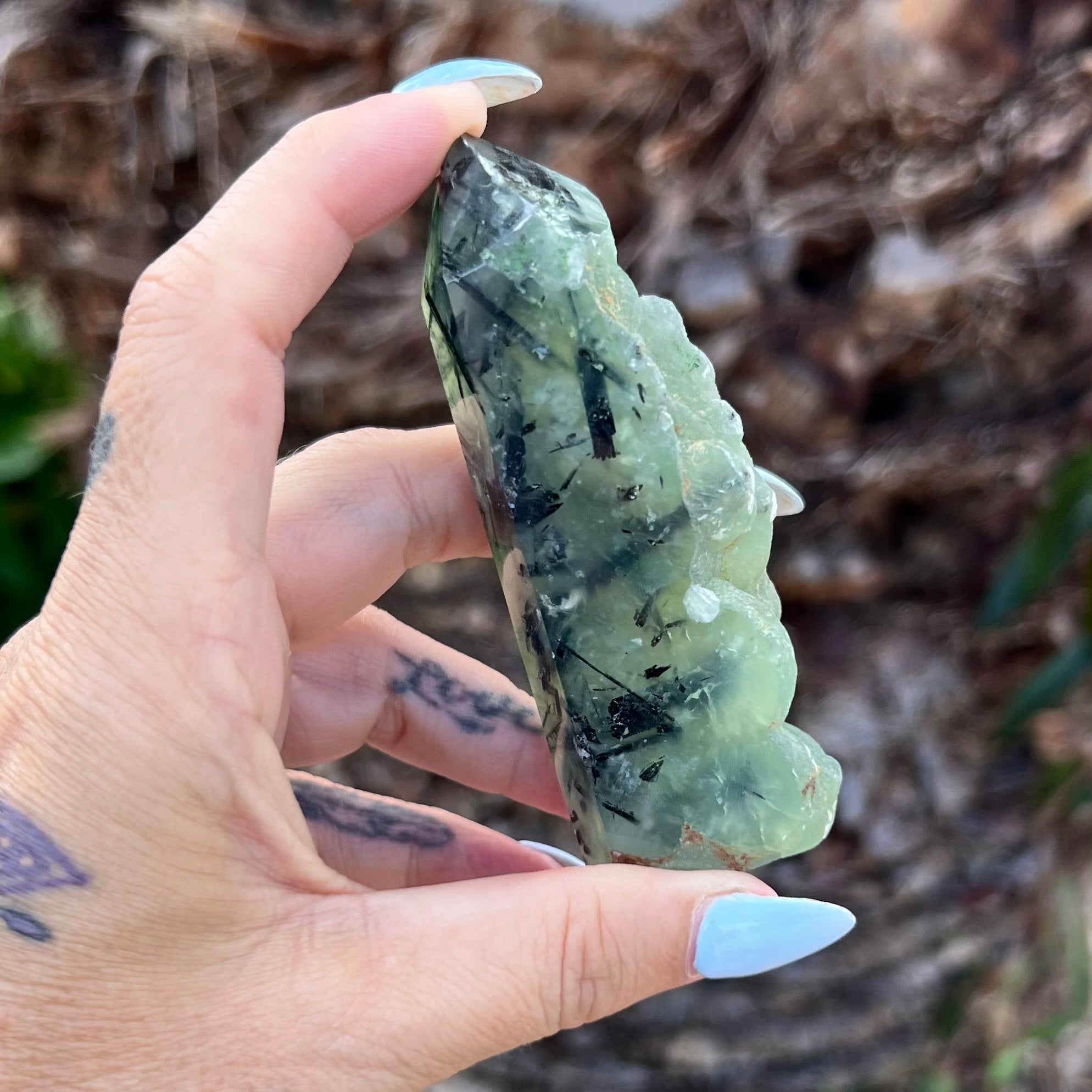 Prehnite Semi Raw Tower