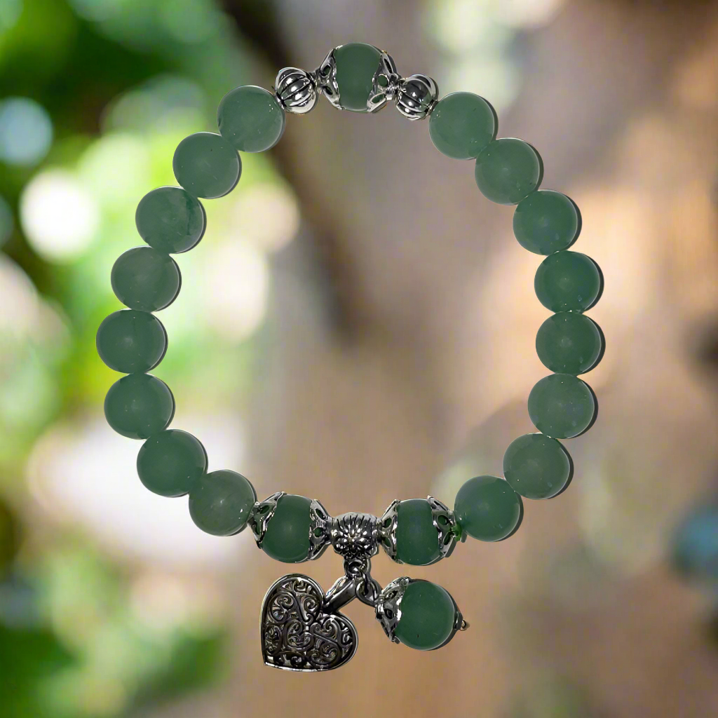 Green Aventurine Invigorating Bracelet with Heart Charm