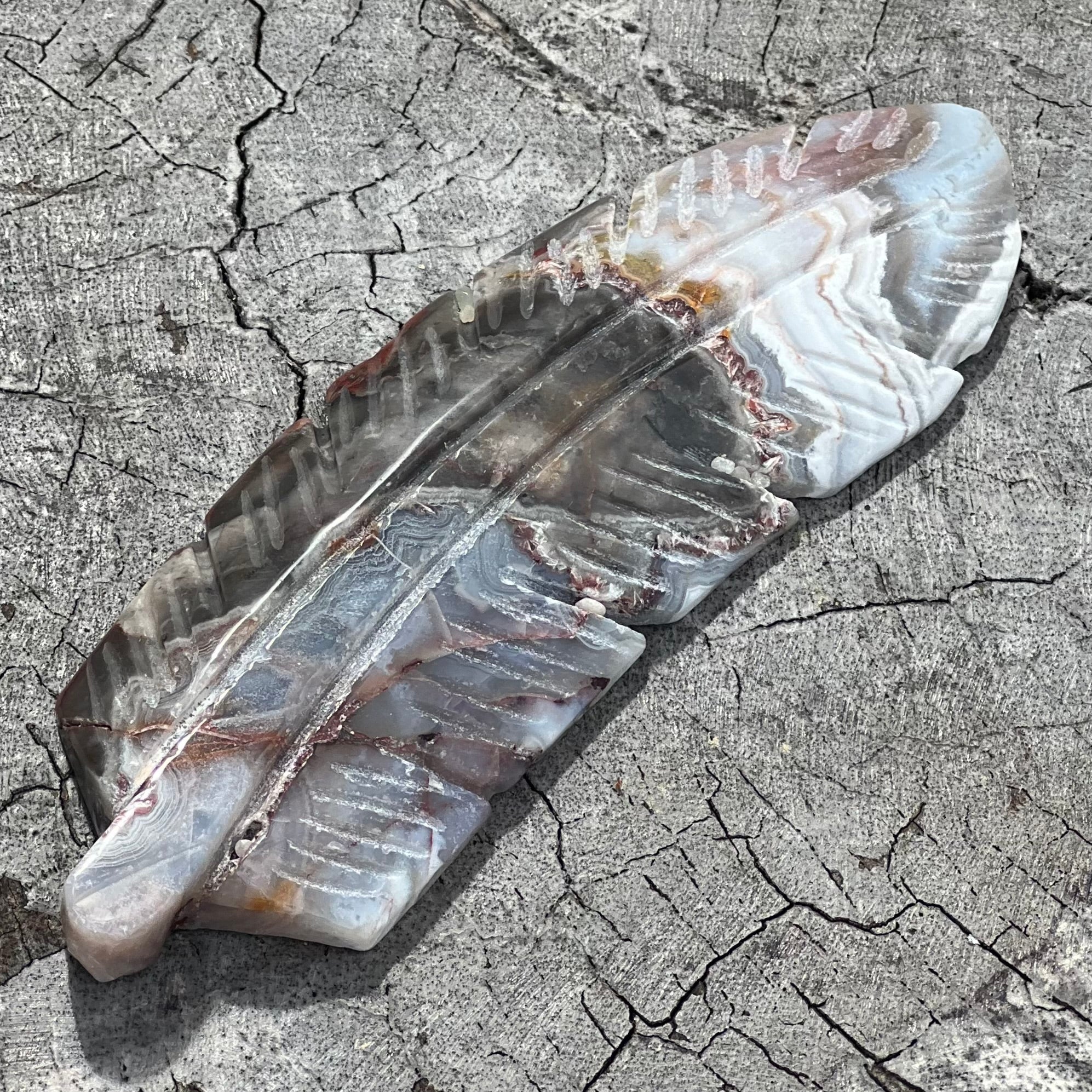 Ocean Jasper Feather Carving