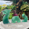 Green Fluorite Sea Dragon Carving ~ 3 Piece Set