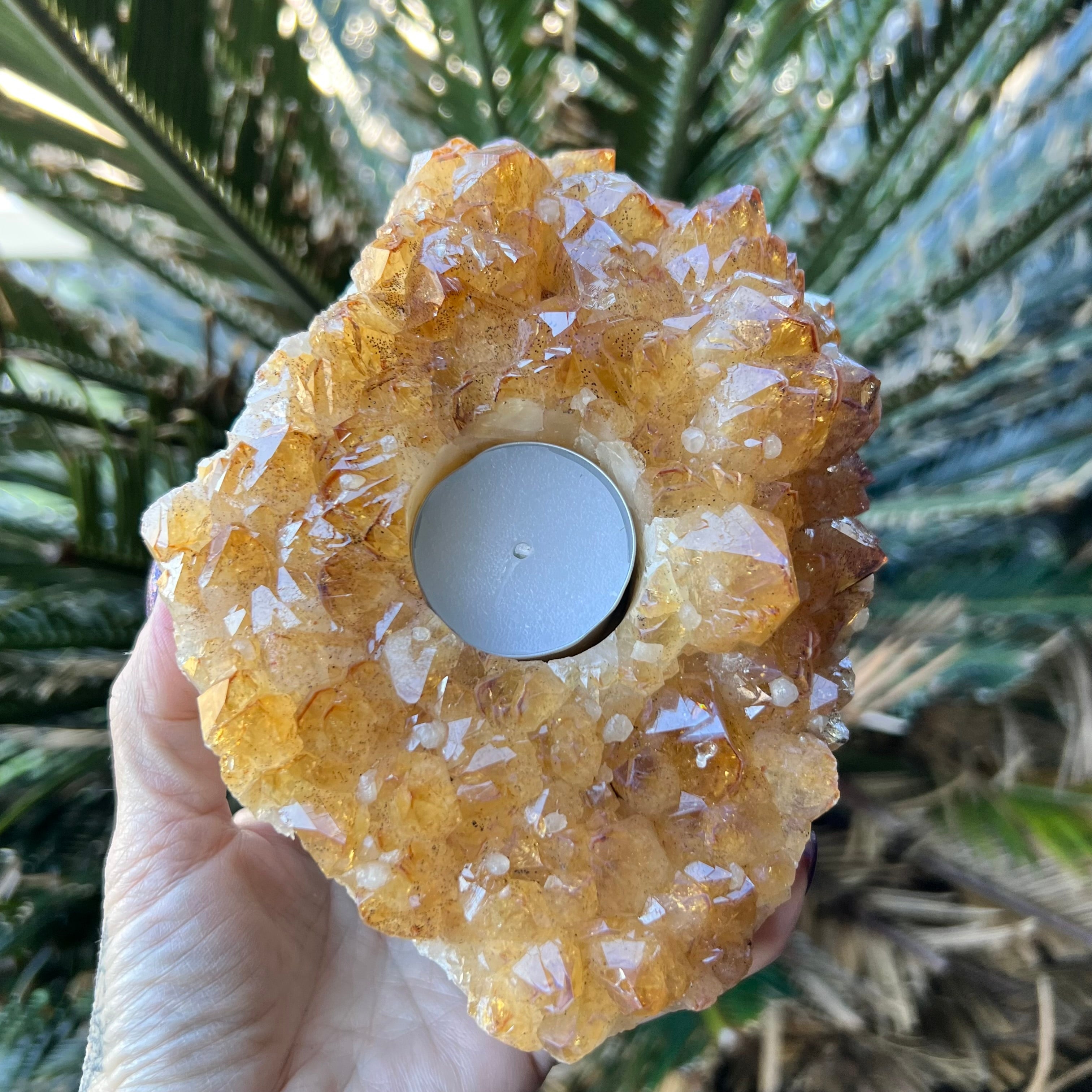 Citrine Cluster ~ Tealight Candle Holder