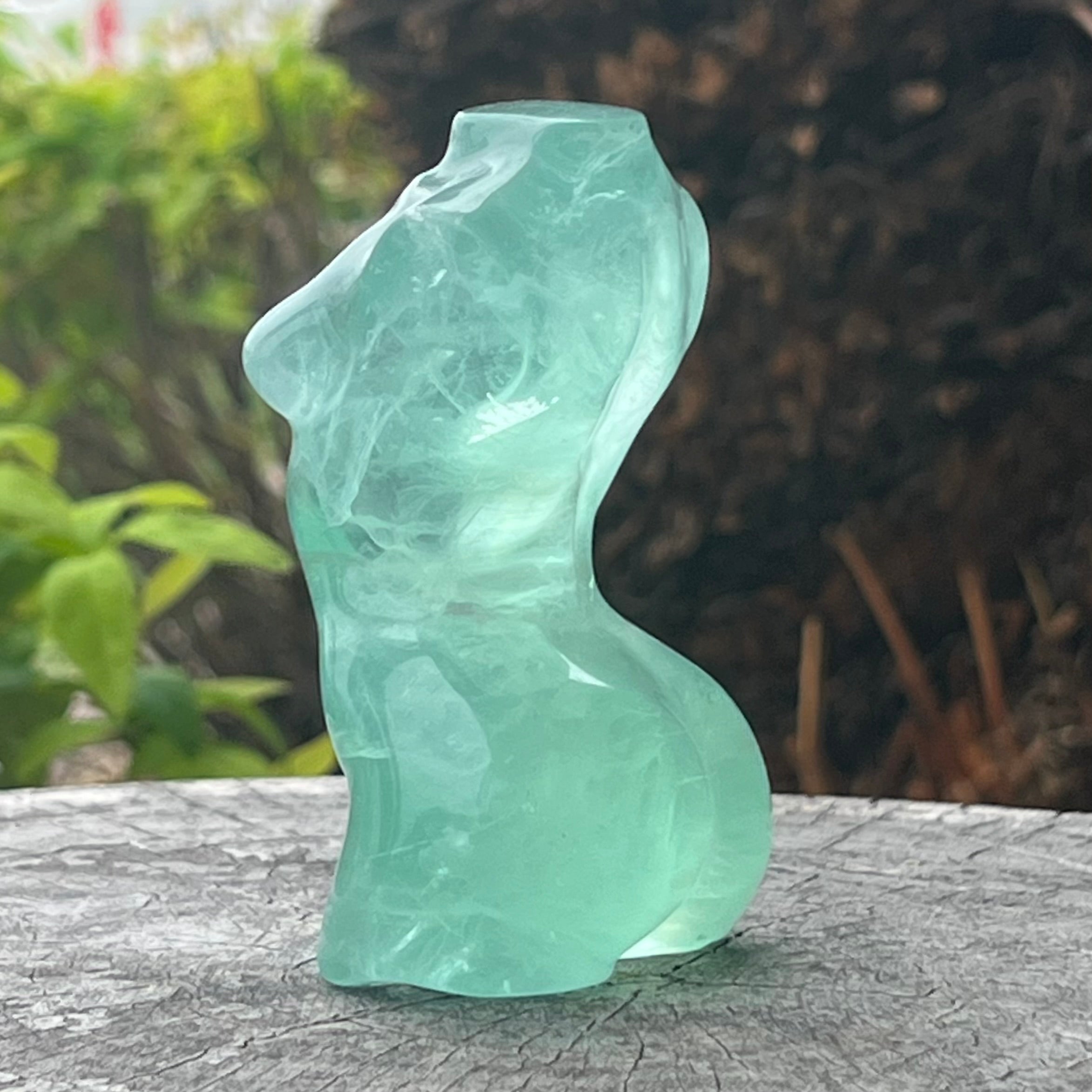 Green Fluorite ~ Woman Lady Body Carving