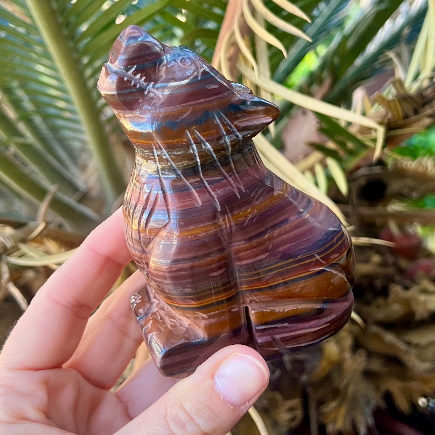 Red Tiger Eye ~ Wolf Carving