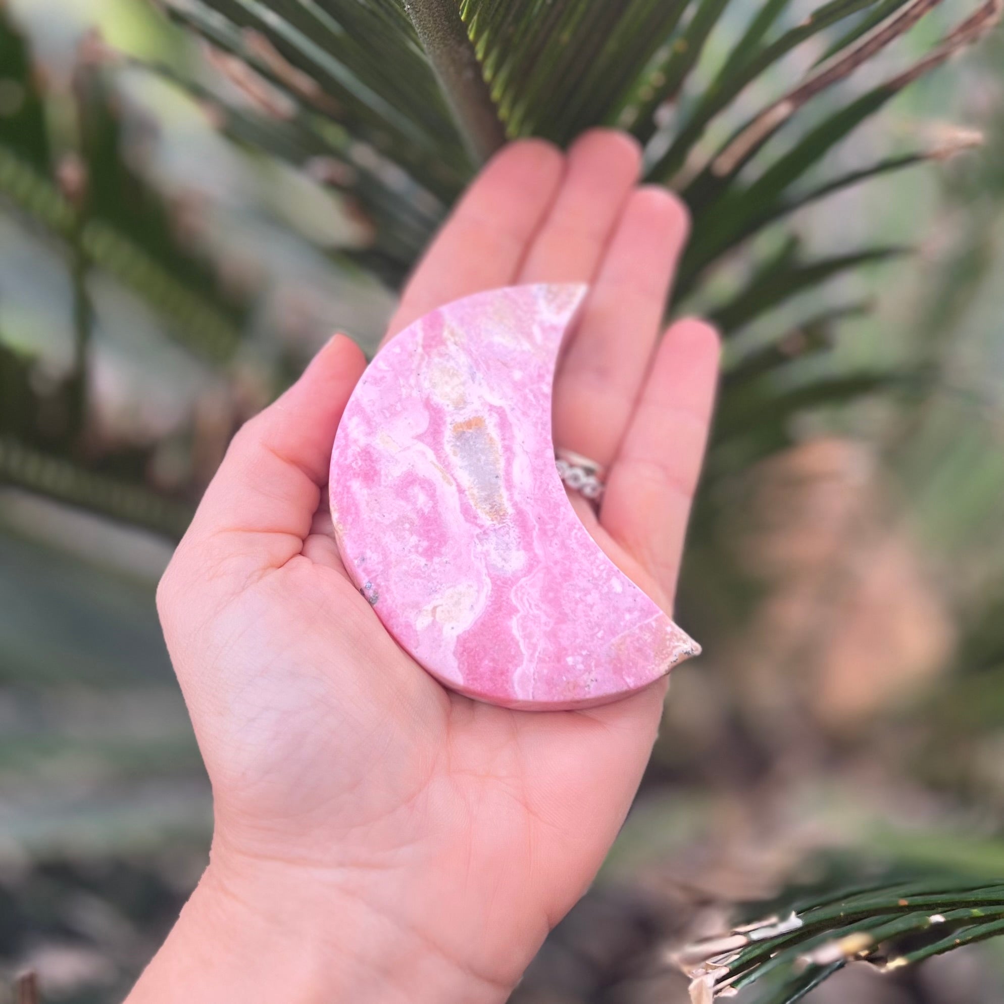 Pink Opal ~ Moon Carving