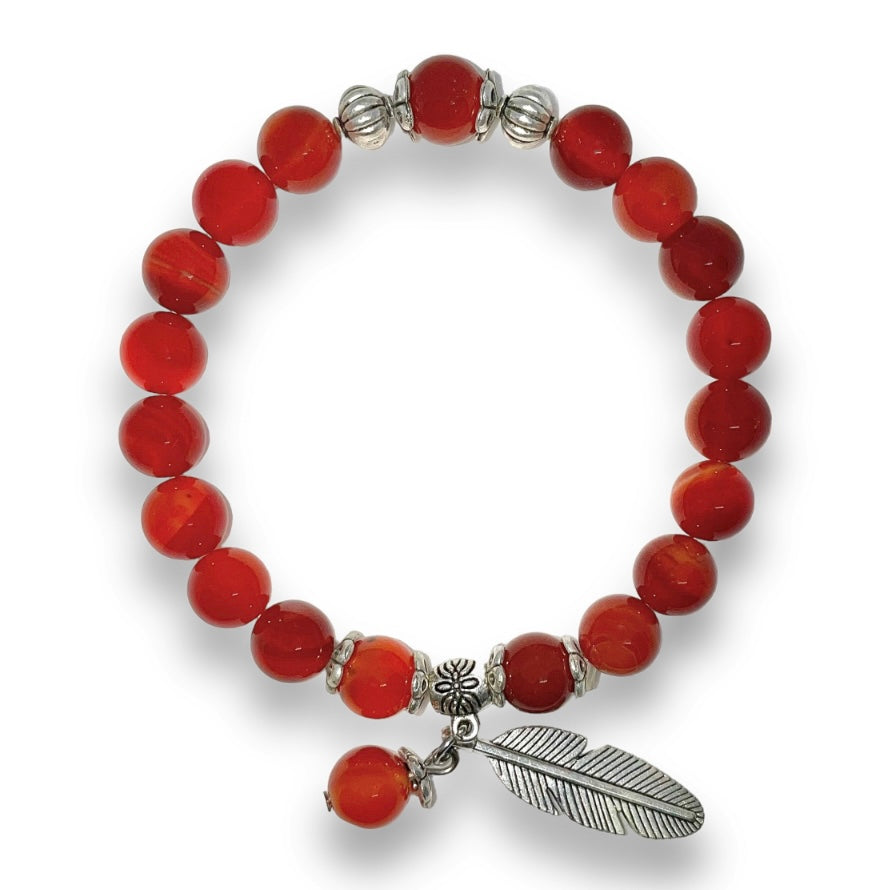 Carnelian Self Expression Bracelet with Feather Charm