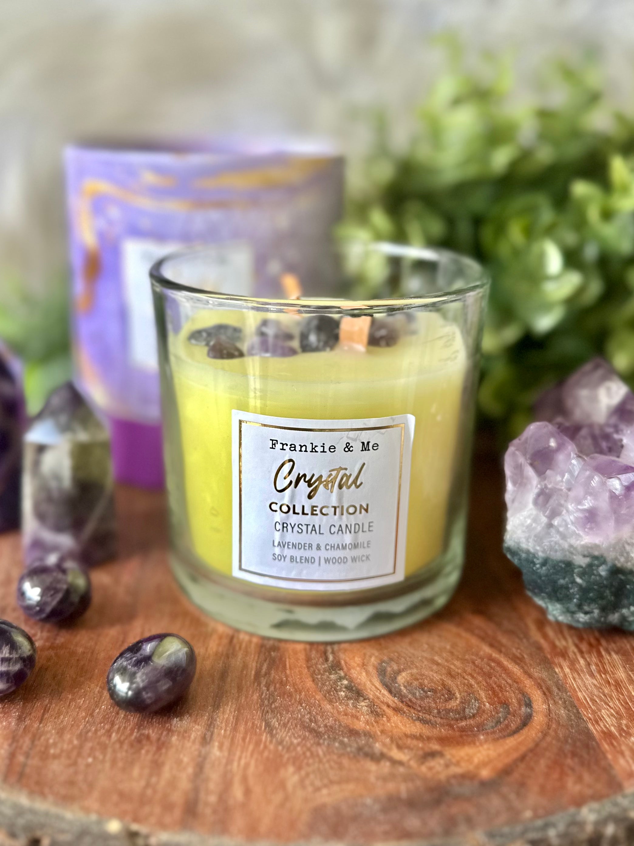 Amethyst Crystal Candle - Lavender and Chamomile Large - Muse Crystals & Mystical Gifts