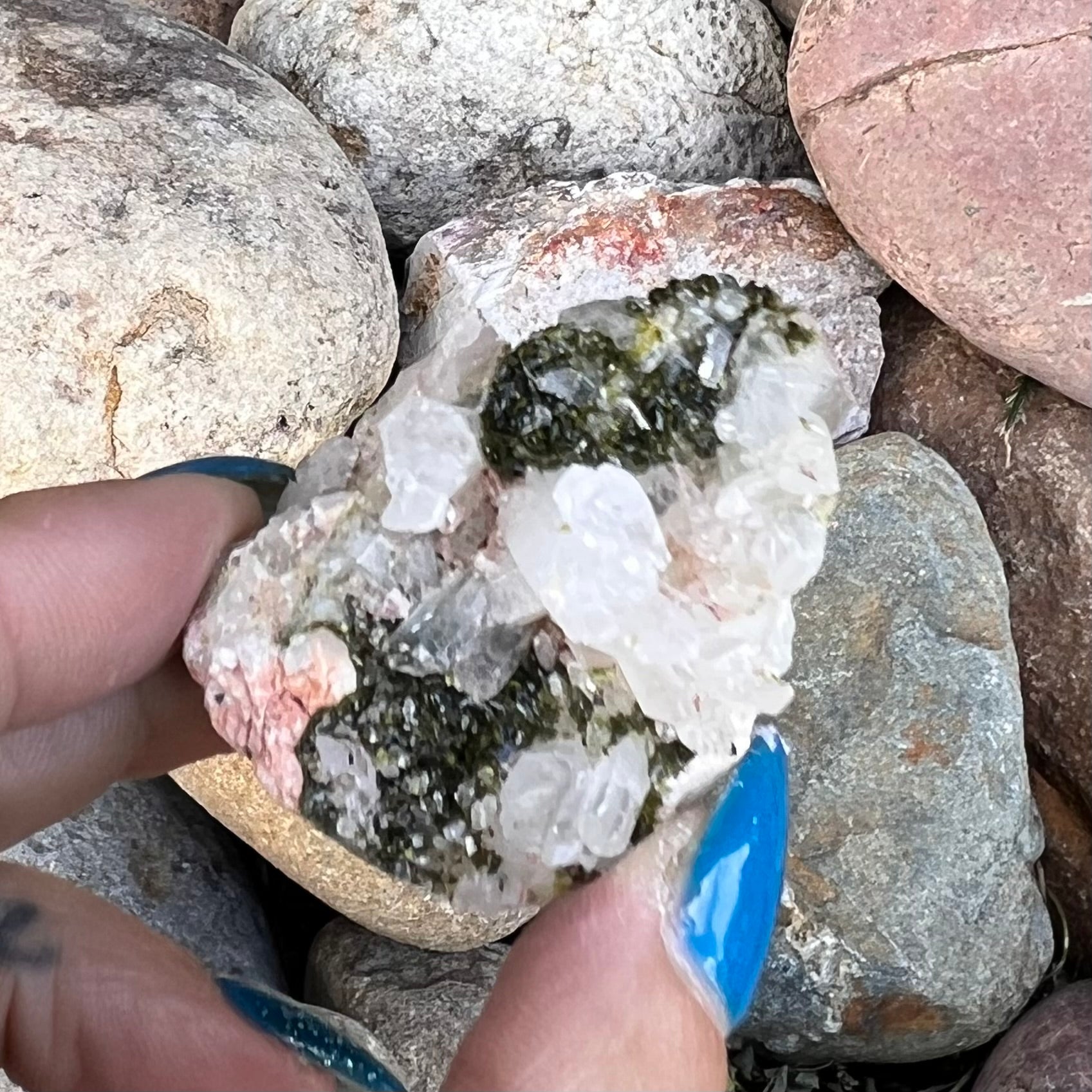 Epidote on Garden Quartz Natural ~ Specialty Crystal