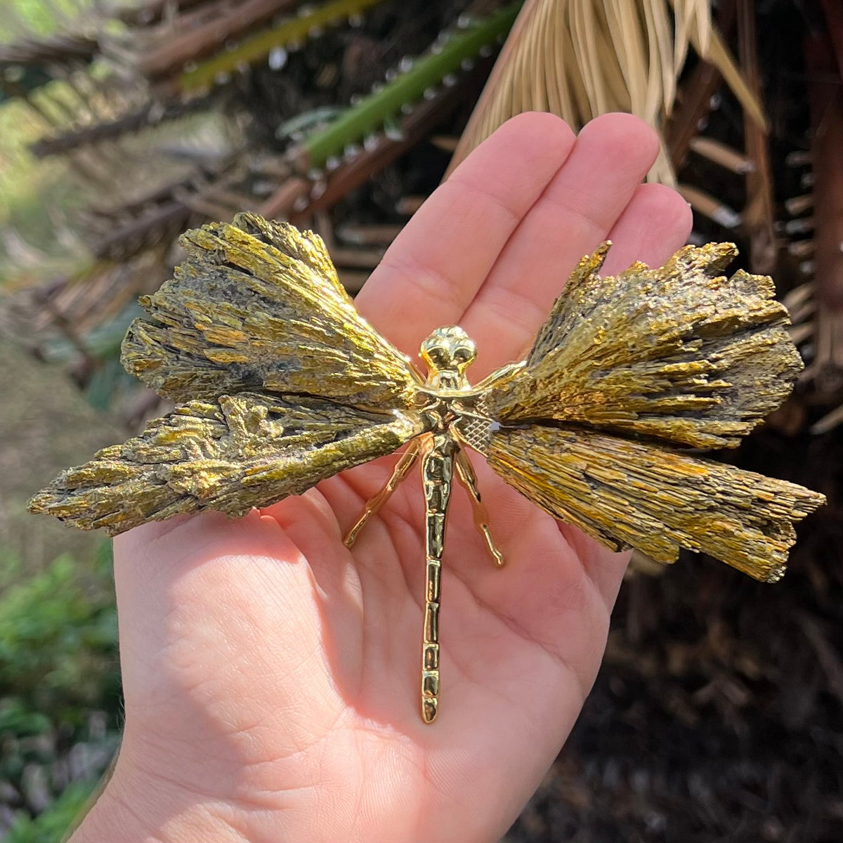 Dragonfly ~ Kyanite Electroplate ~ Gold ~ Large